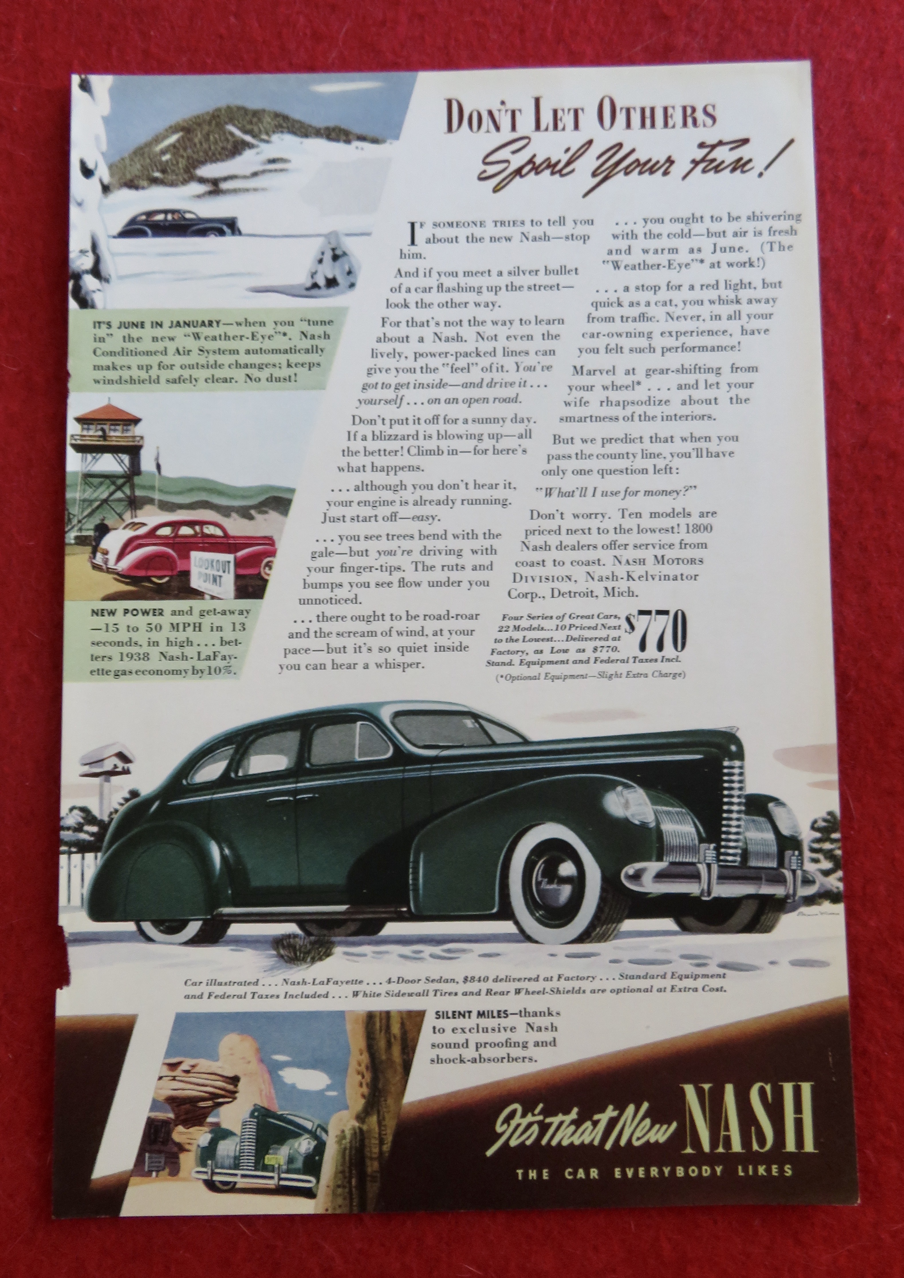 1939 Nash Automobile with a Great Green Nash