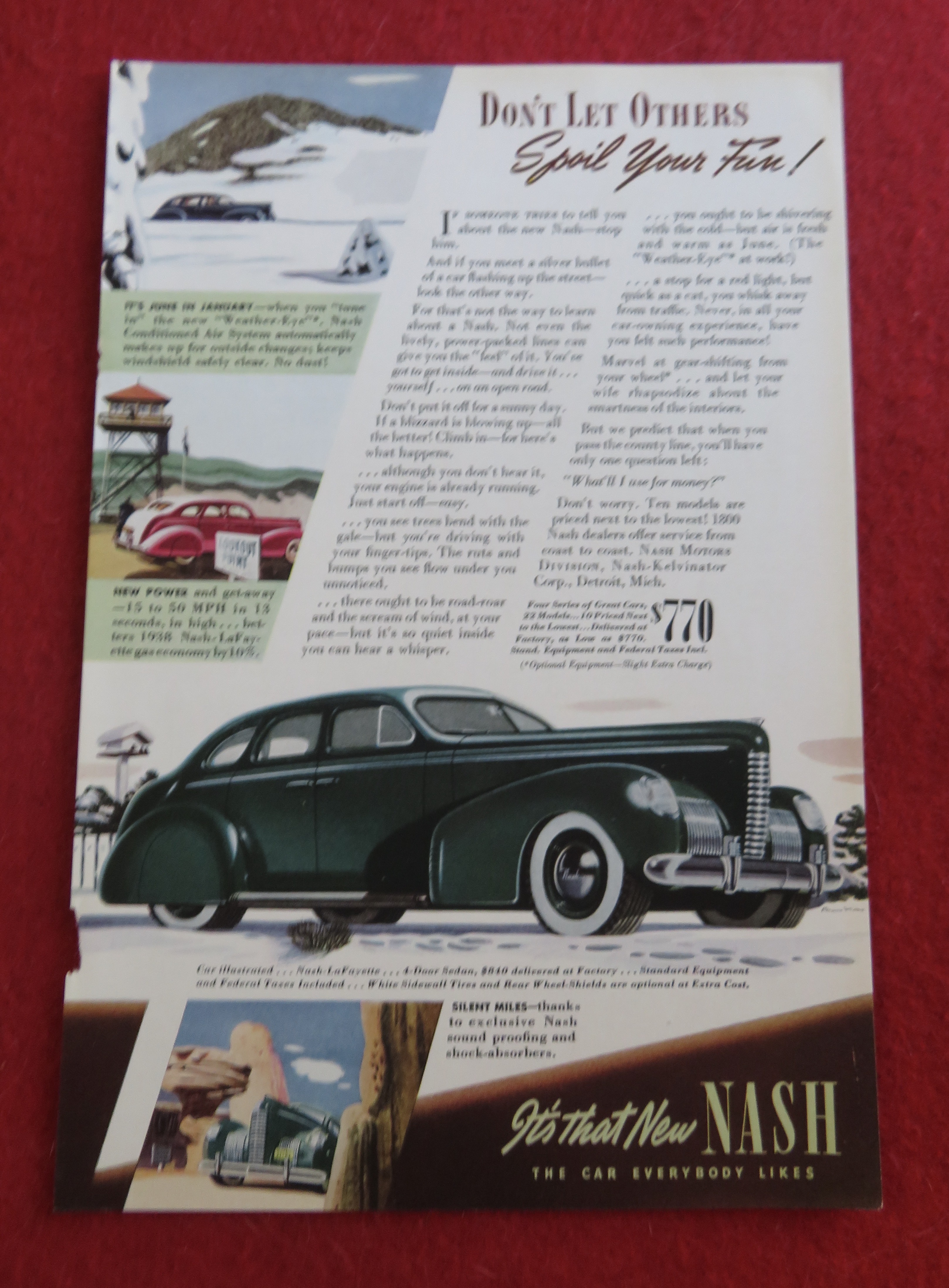 1939 Nash Automobile with a Great Green Nash