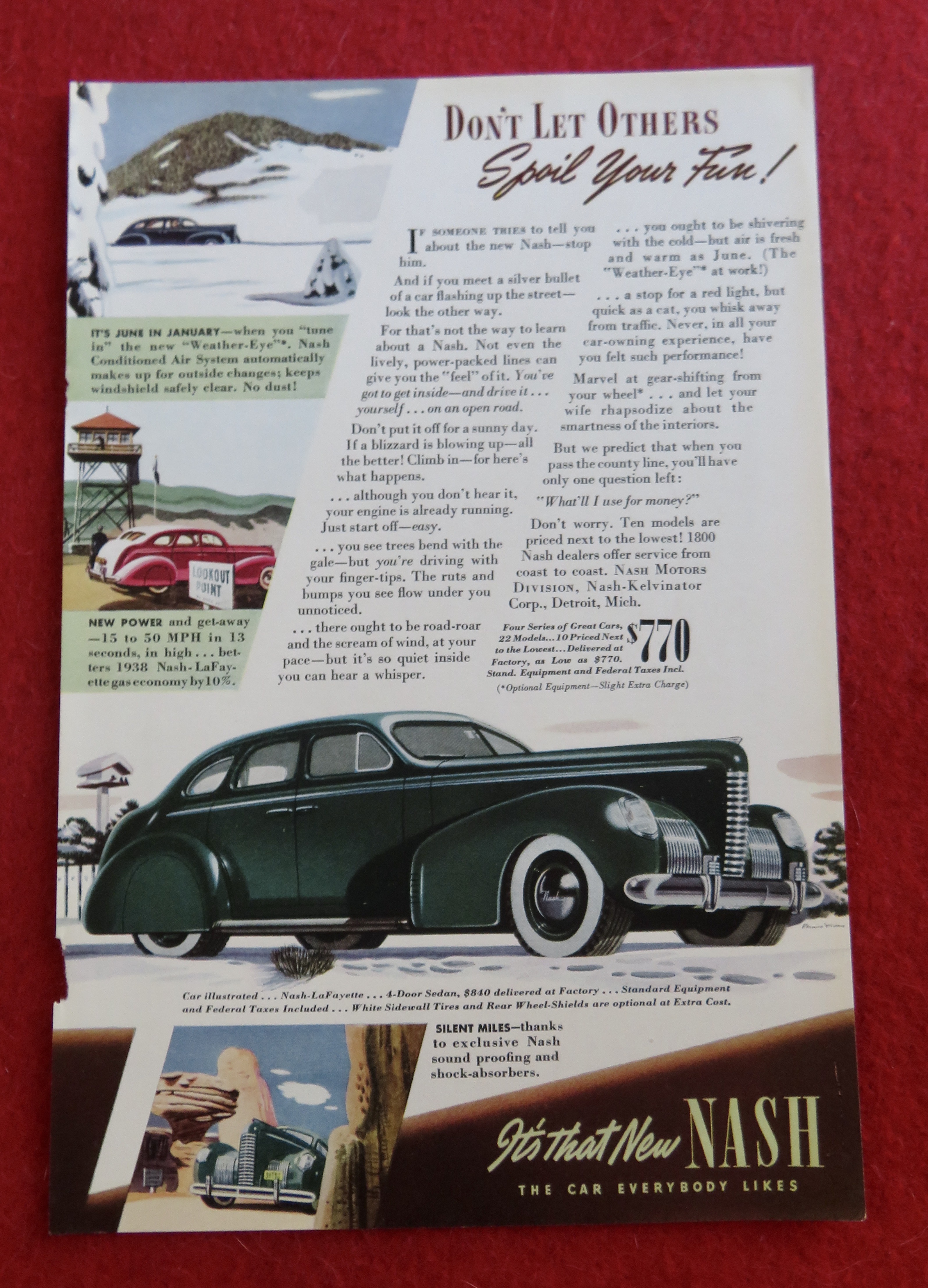 1939 Nash Automobile with a Great Green Nash