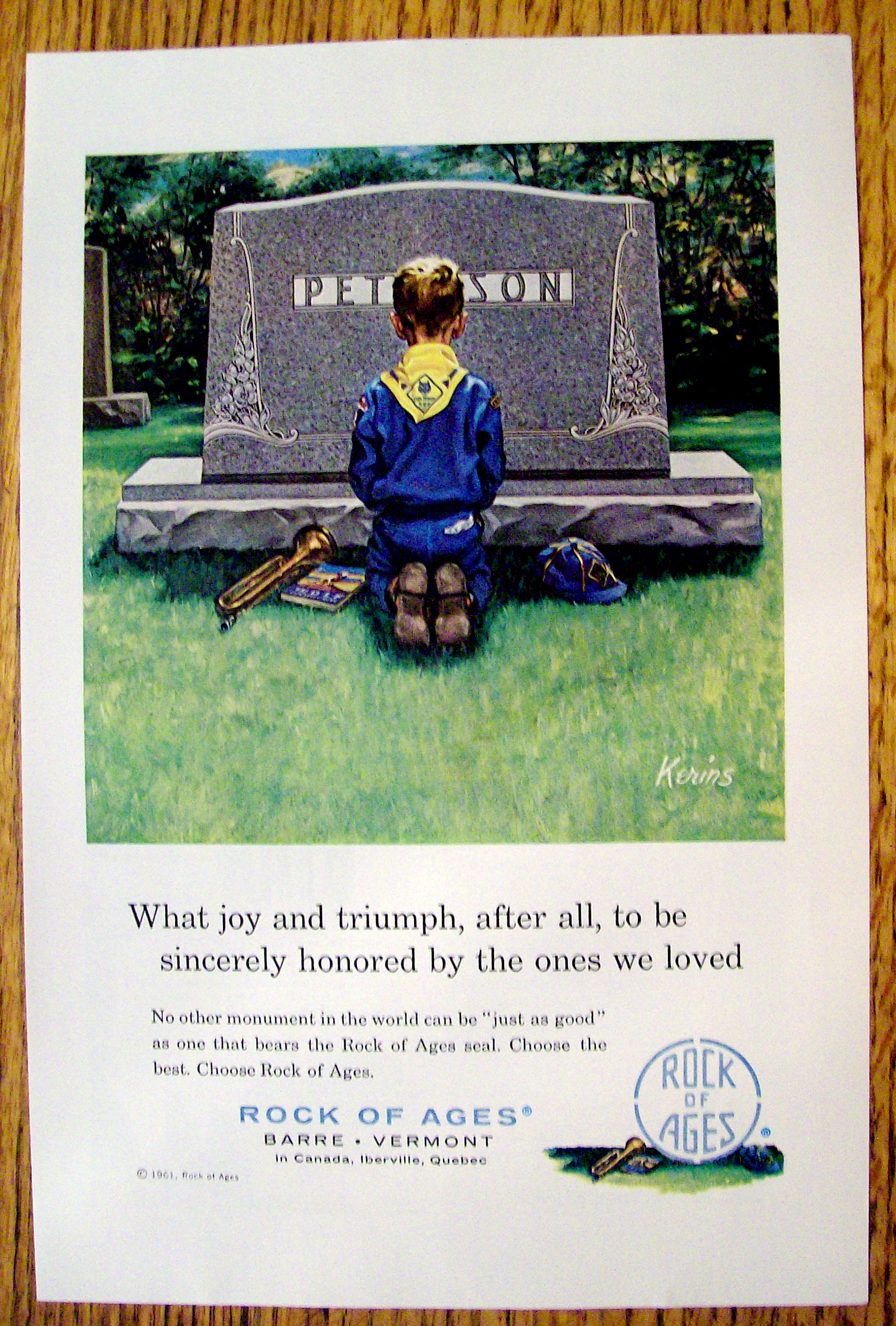 1961 Rock Of Ages with Boy Scout By Grave By Kerins