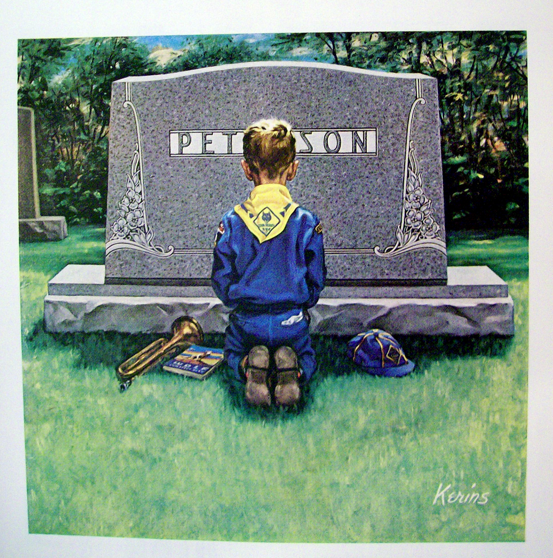 1961 Rock Of Ages with Boy Scout By Grave By Kerins