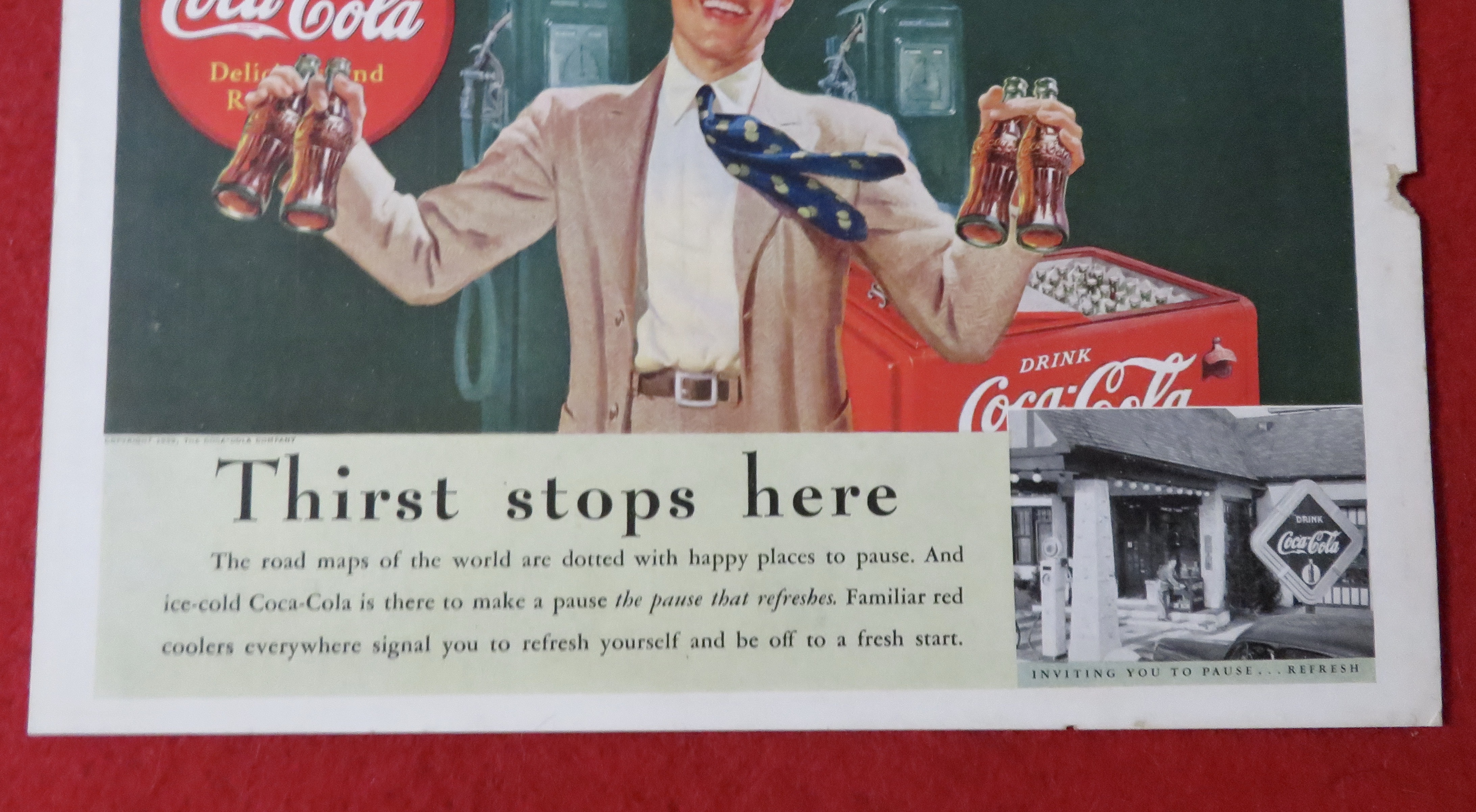 1939 Coca Cola (Coke) with Man Holding 4 Bottles
