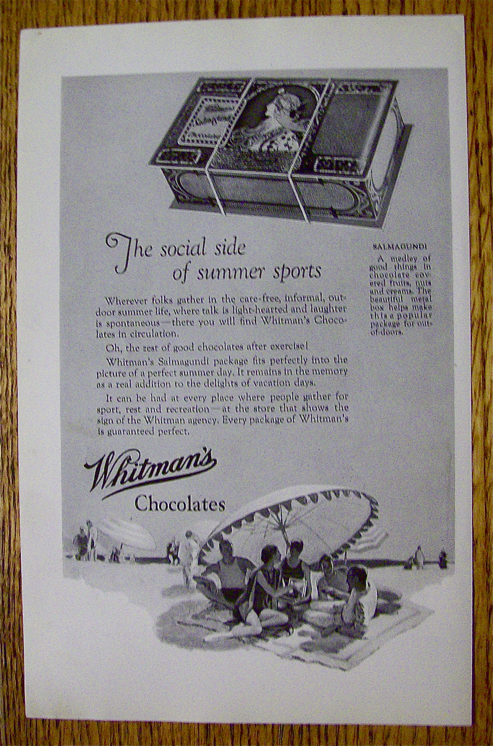 1926 Whitman's Chocolates with People On The Beach