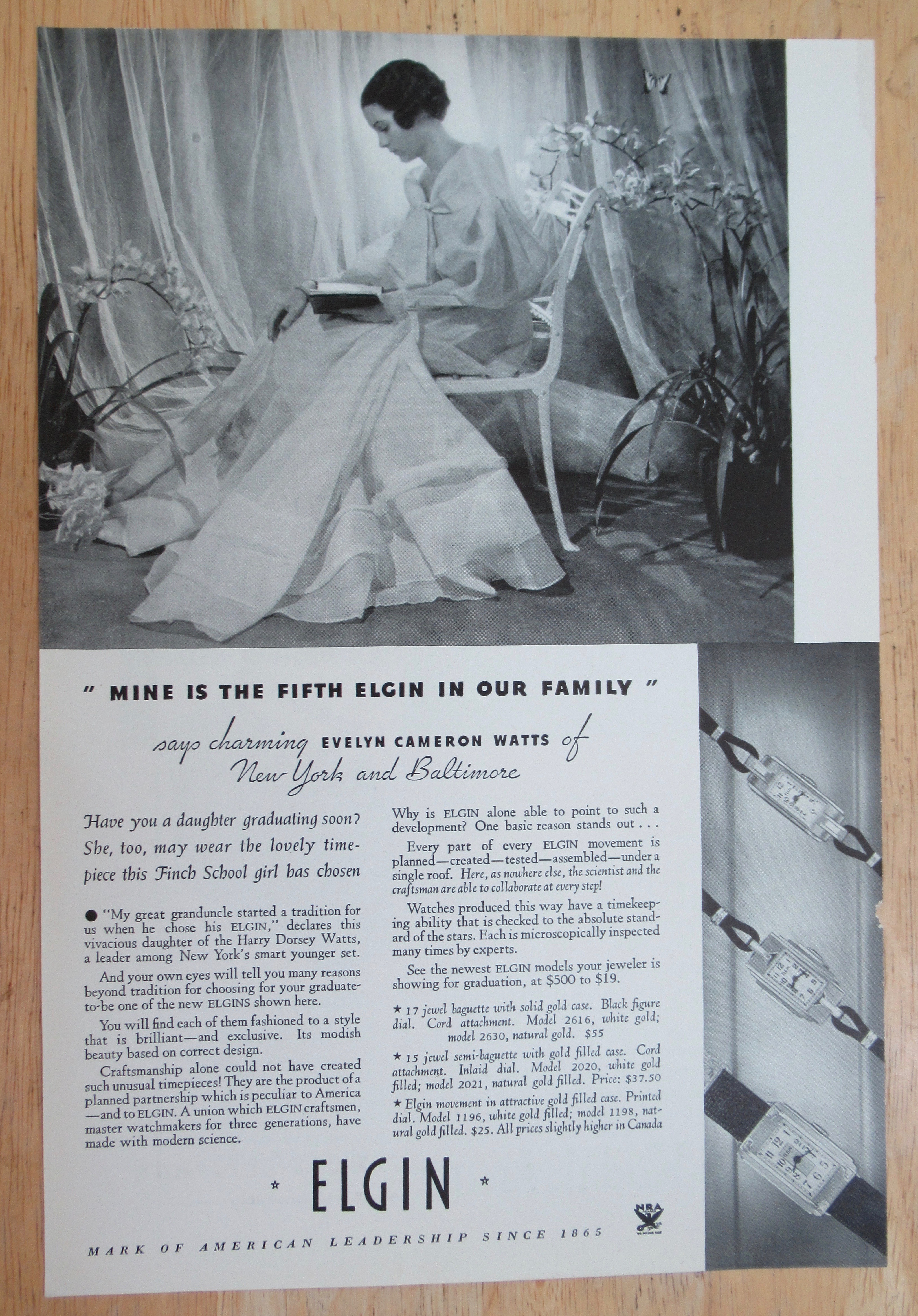 1934 Elgin Watches with Woman Reading