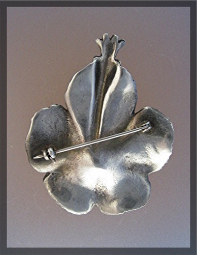 Mings Hawaii Sterling Silver Hibiscus Flower Brooch