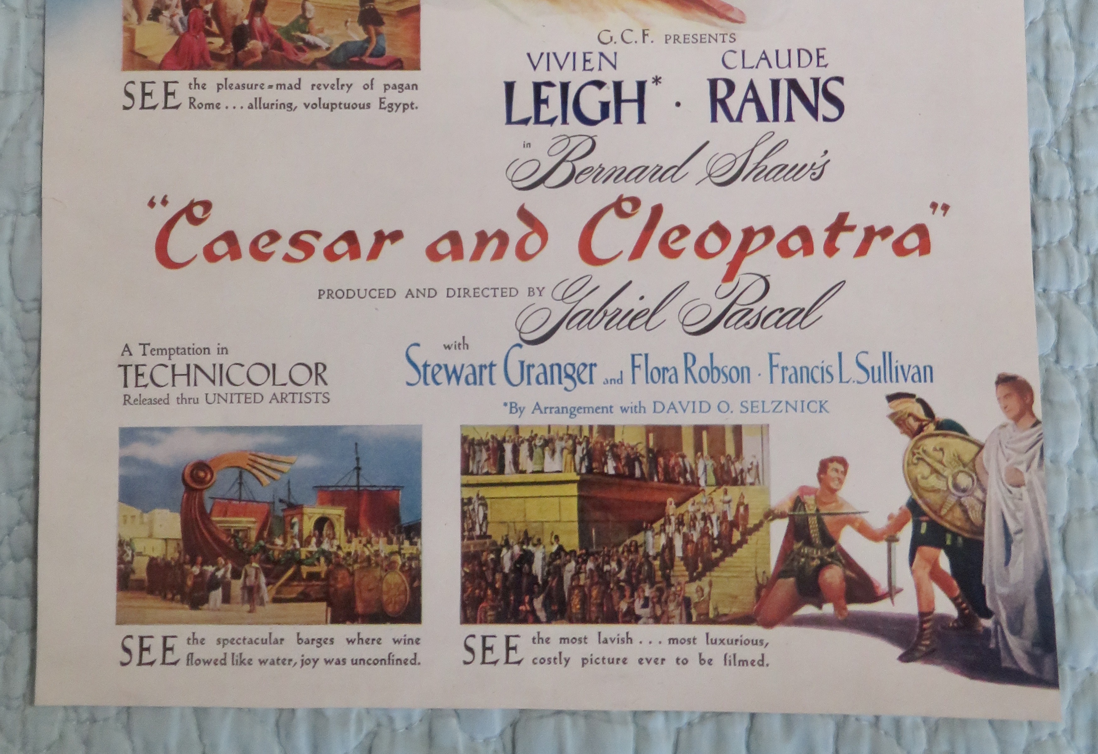 1946 Caesar & Cleopatra w/ Vivien Leigh & Claude Rains
