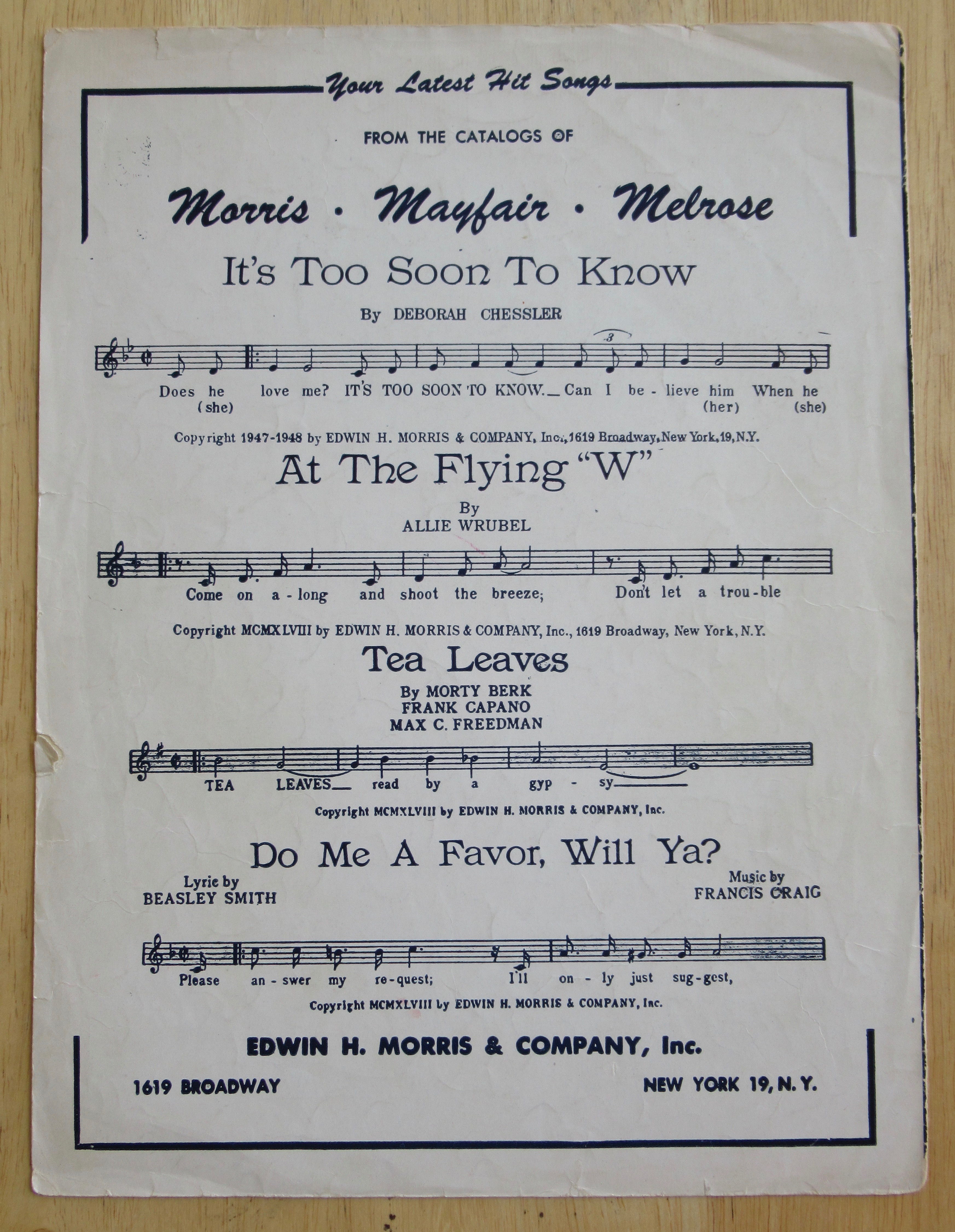 1948 On A Slow Boat To China Sheet Music