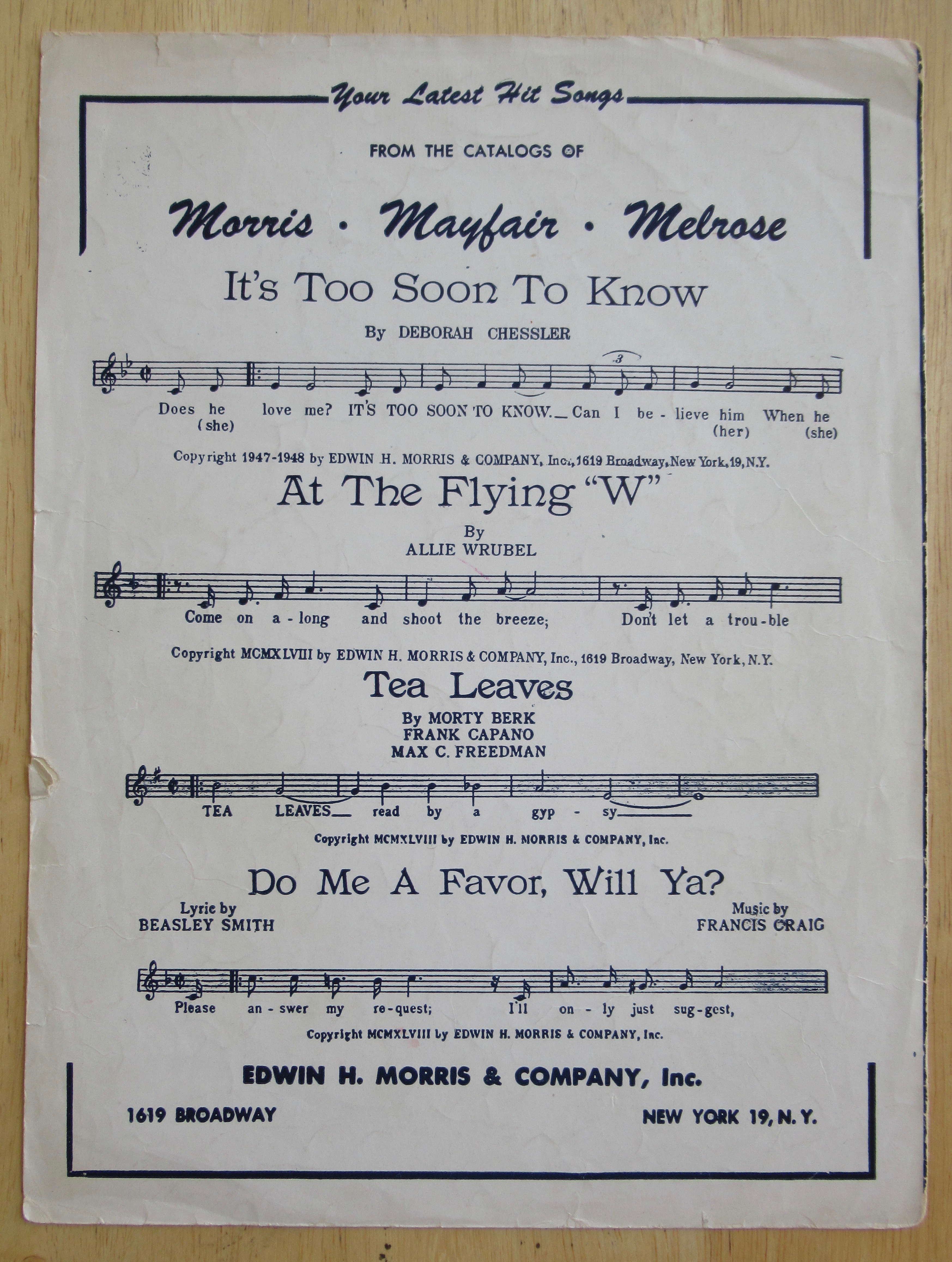 1948 On A Slow Boat To China Sheet Music