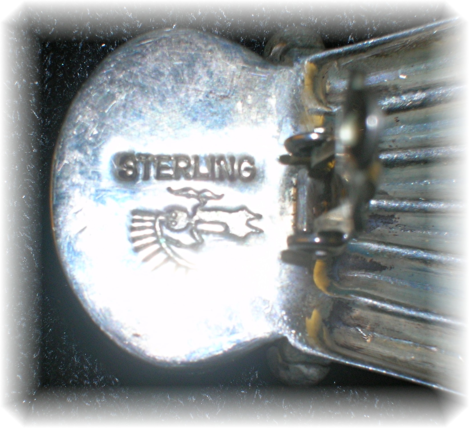 Native American Sterling Silver Turquoise Signed Clips