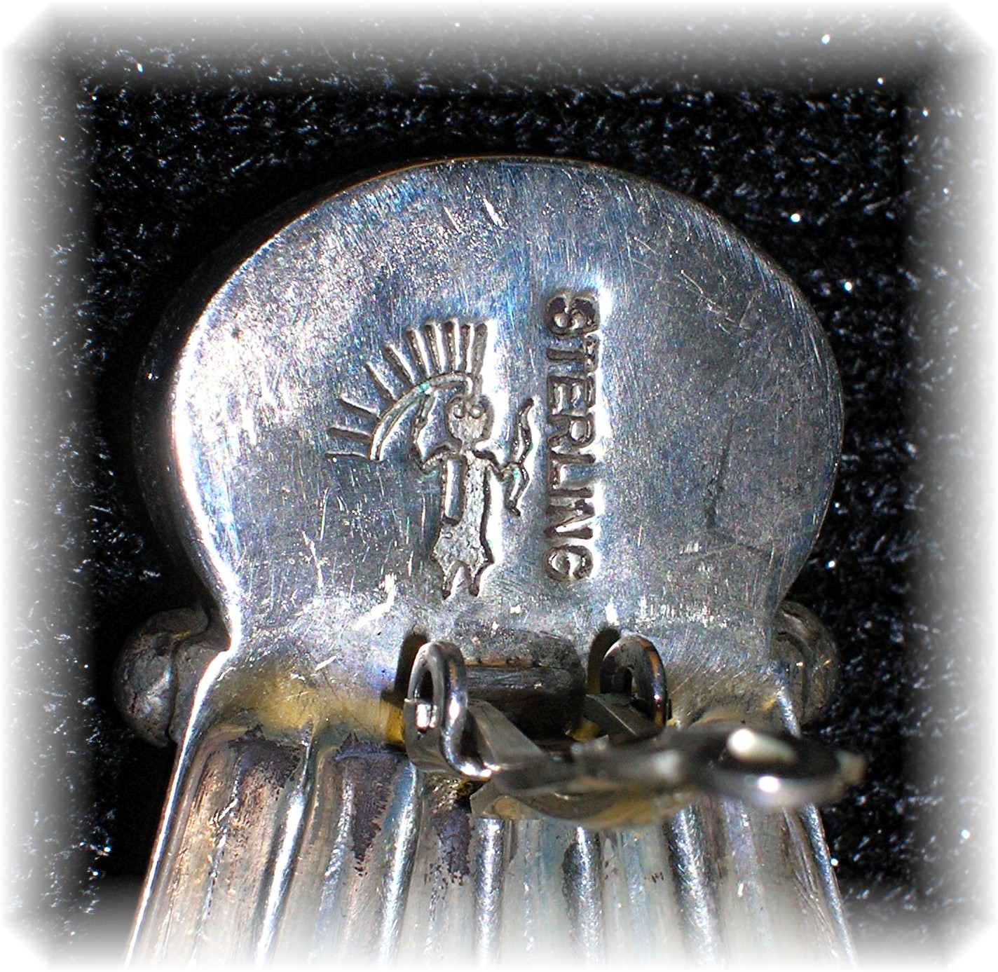 Native American Sterling Silver Turquoise Signed Clips