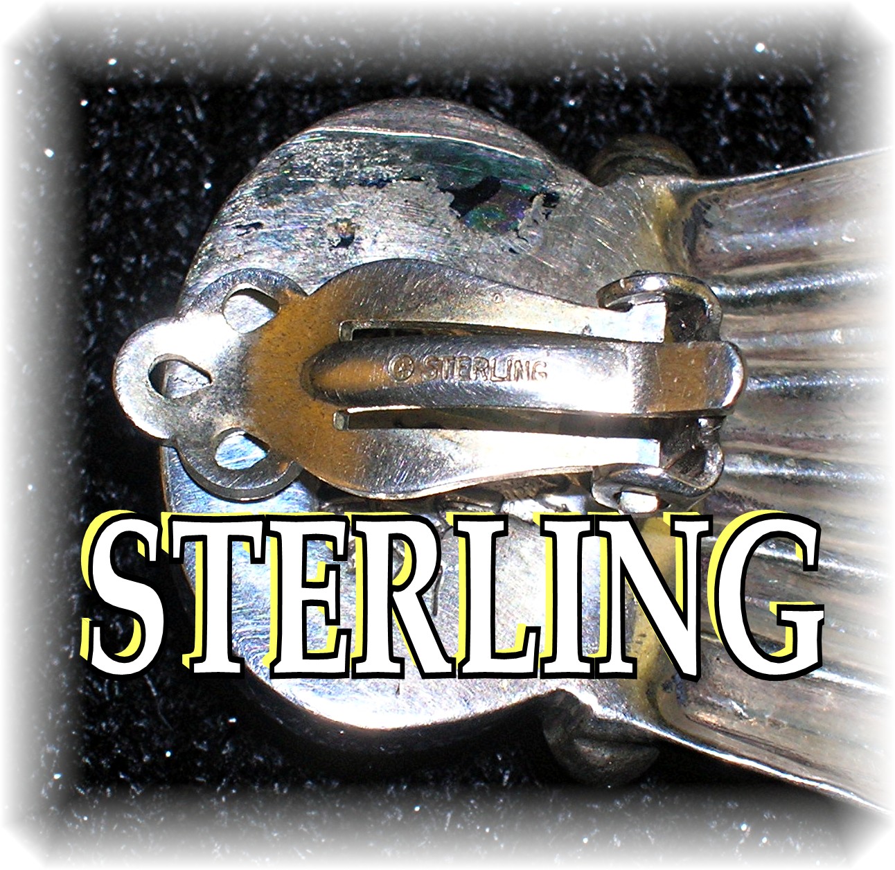 Native American Sterling Silver Turquoise Signed Clips