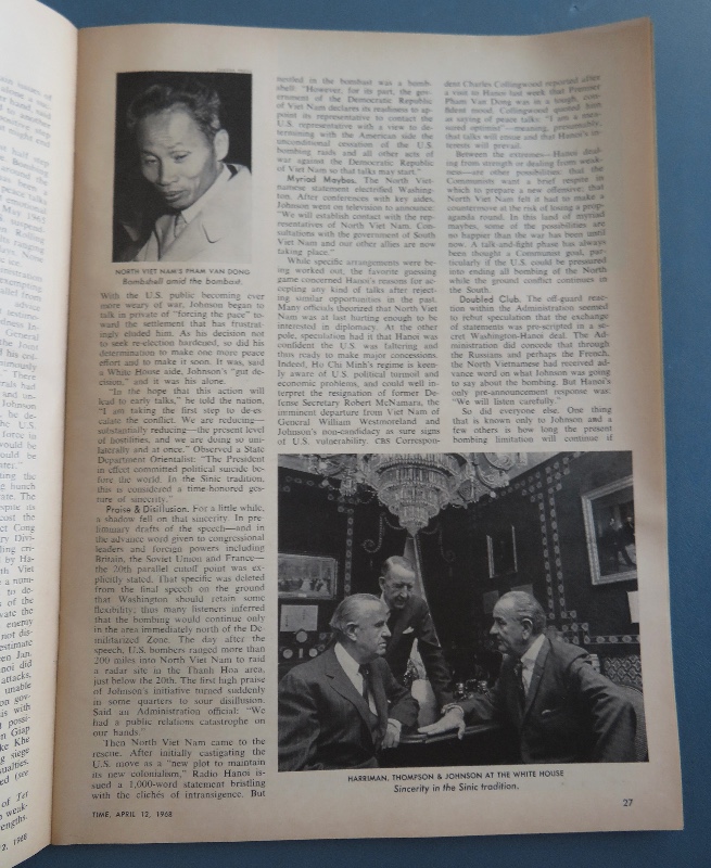 Time Magazine April 12, 1968 President Johnson
