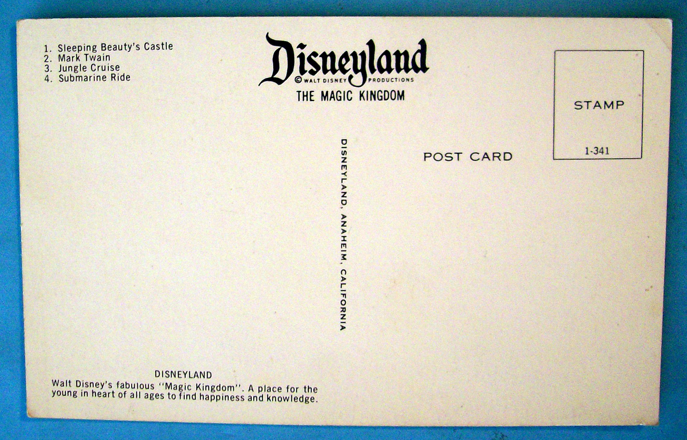 Disneyland Postcard