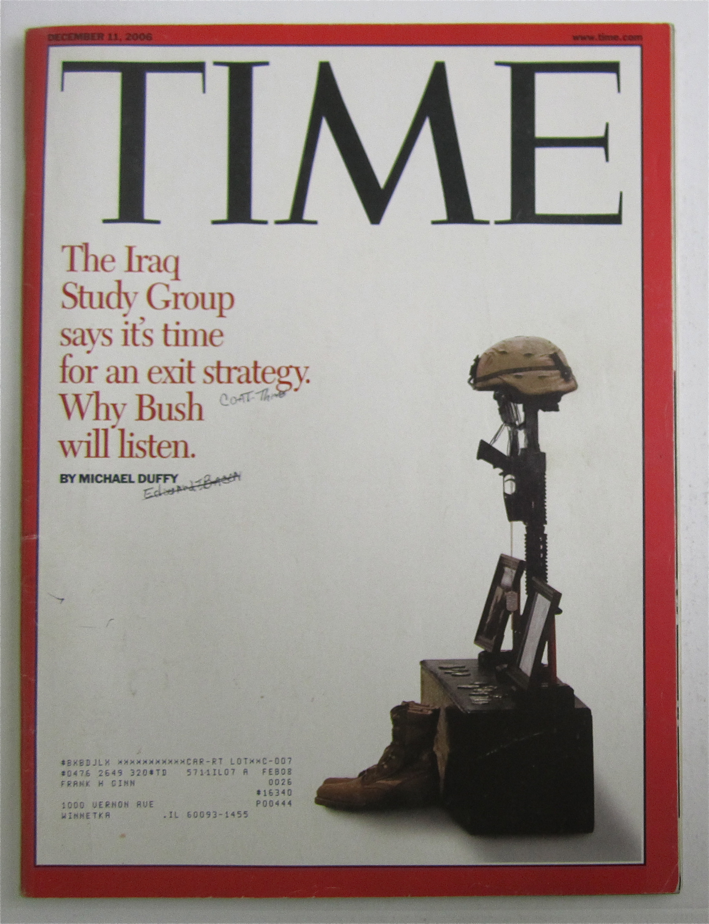 Time Magazine December 11, 2006 Why Bush Will Listen