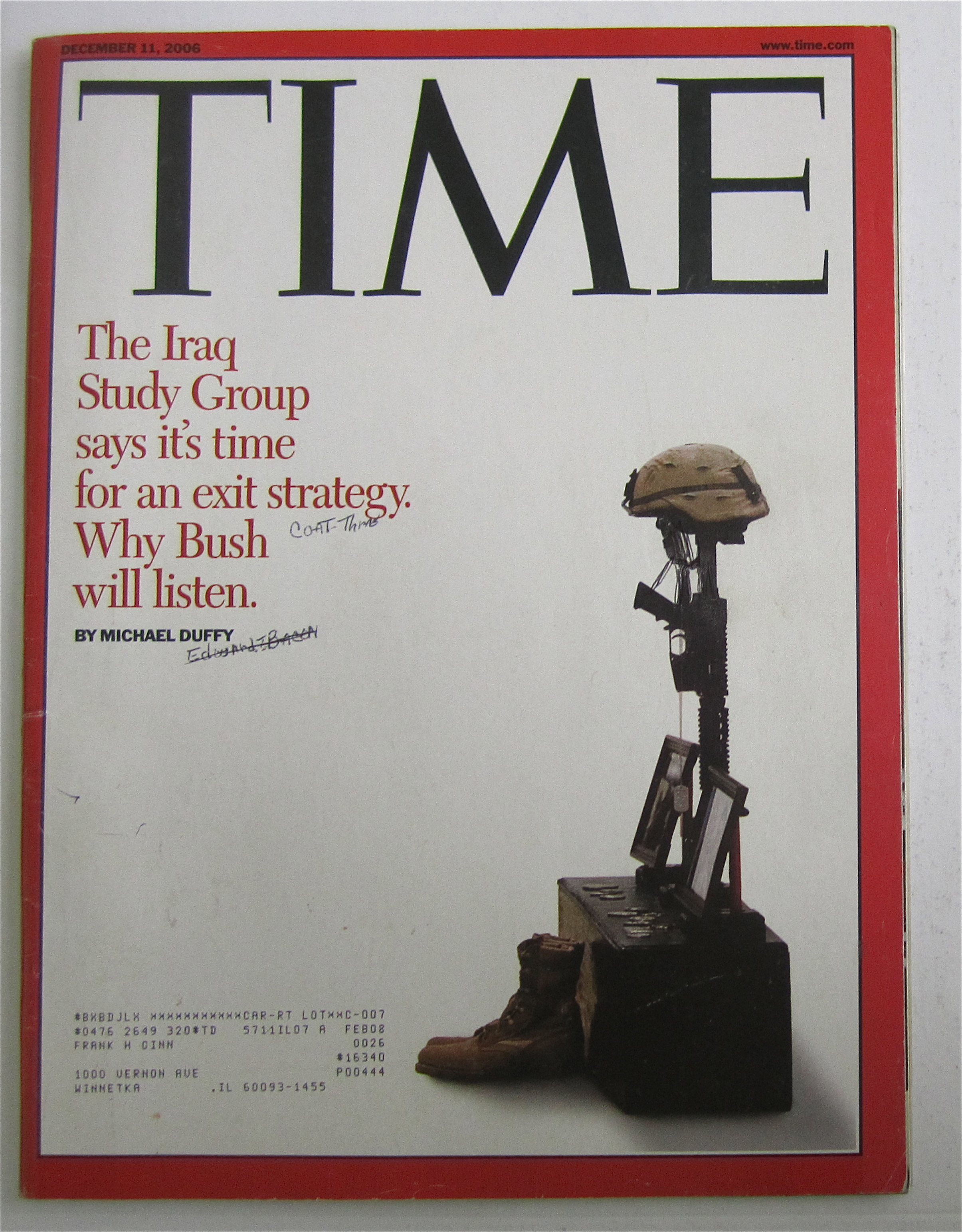 Time Magazine December 11, 2006 Why Bush Will Listen