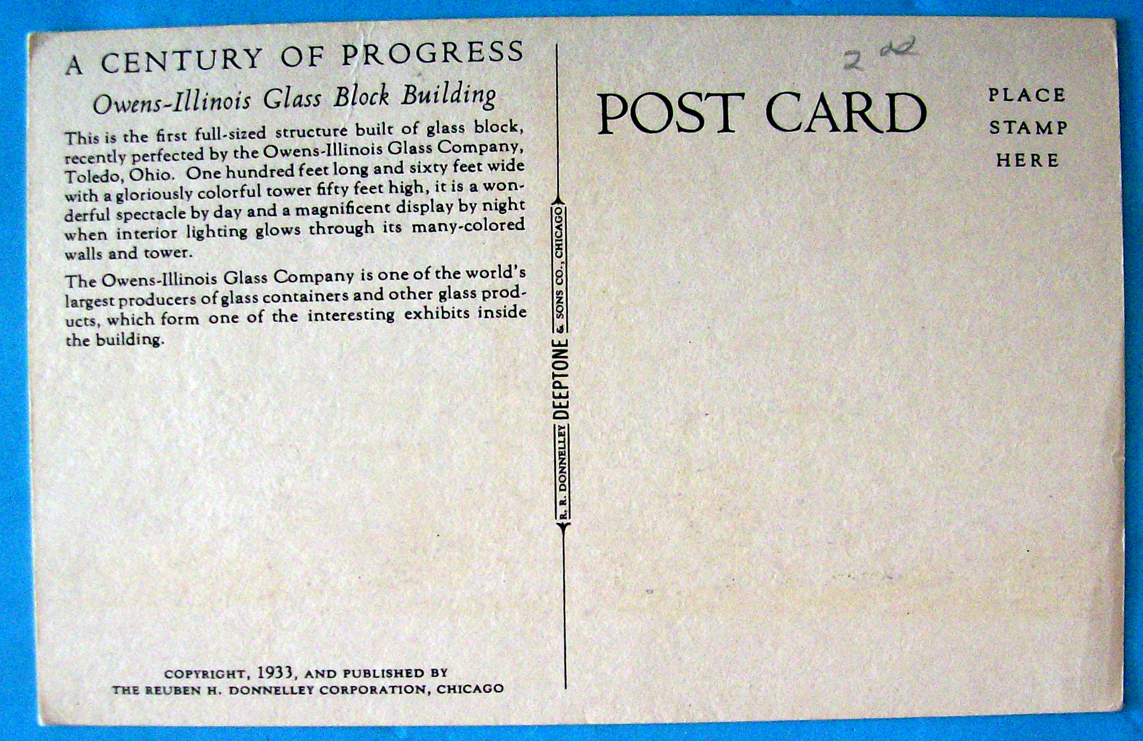 1933 Century of Progress Owens-Illinois Glass
