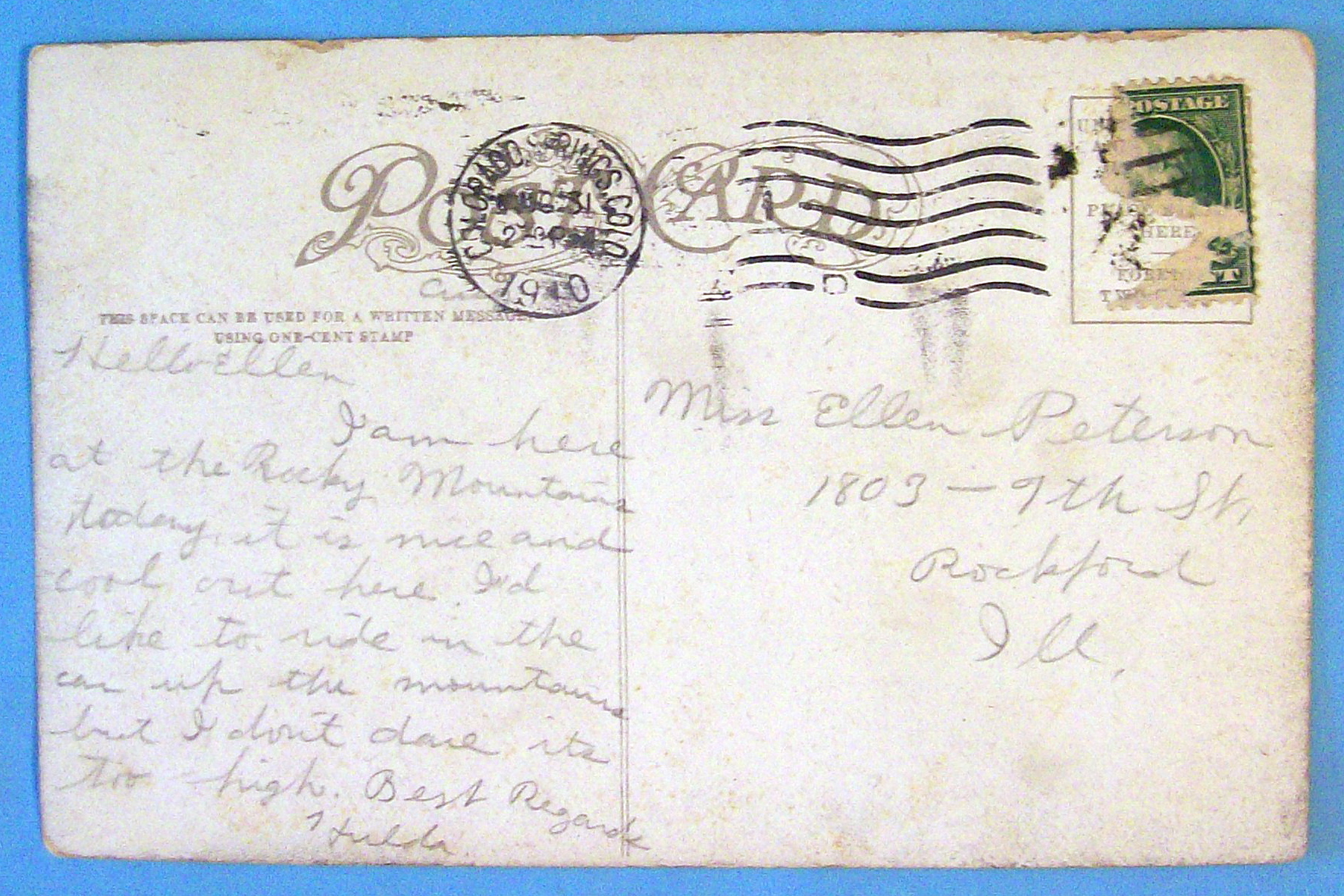 Pike's Peak Cog Road, Colorado Postcard