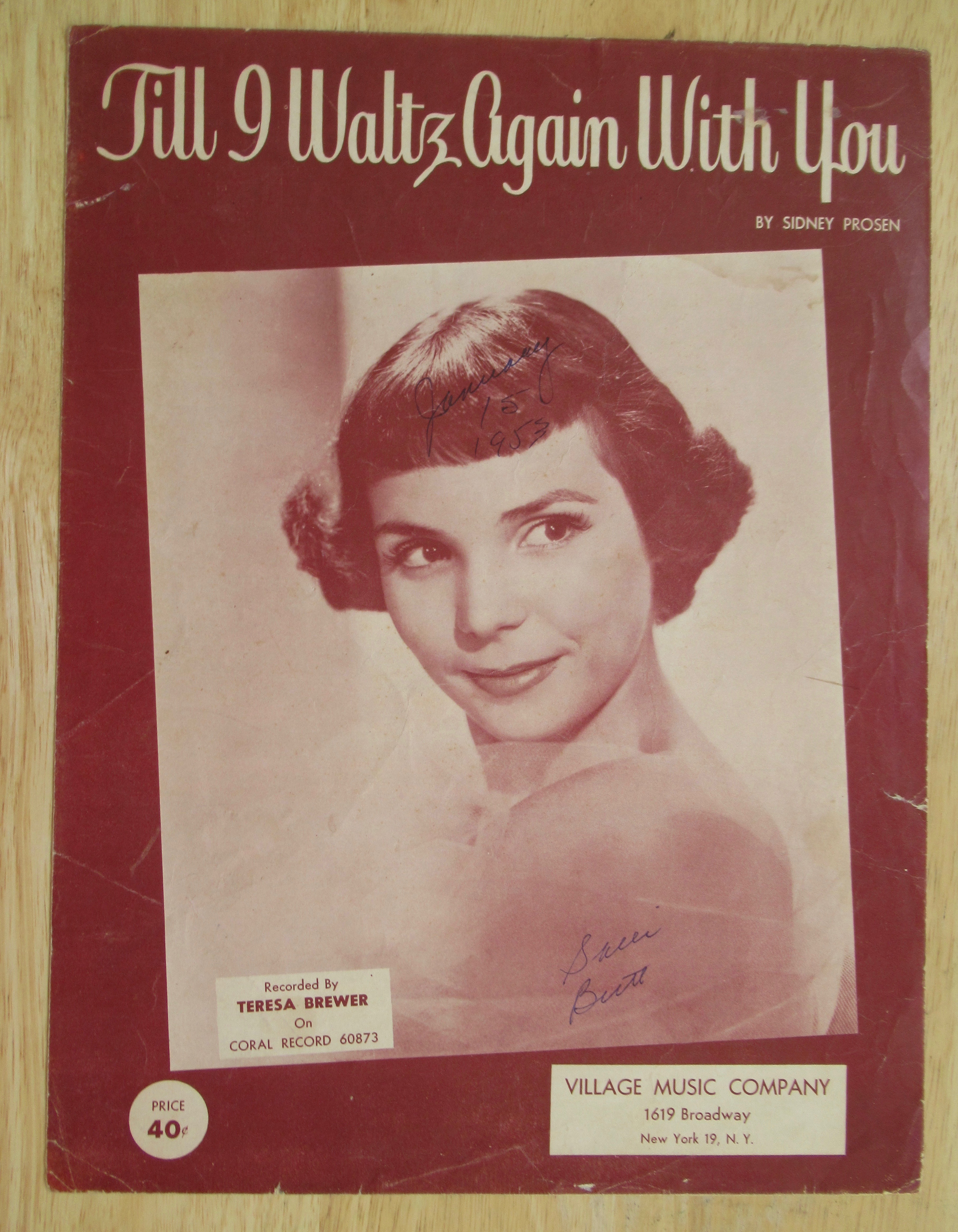 1952 Till I Waltz Again With You Sheet Music