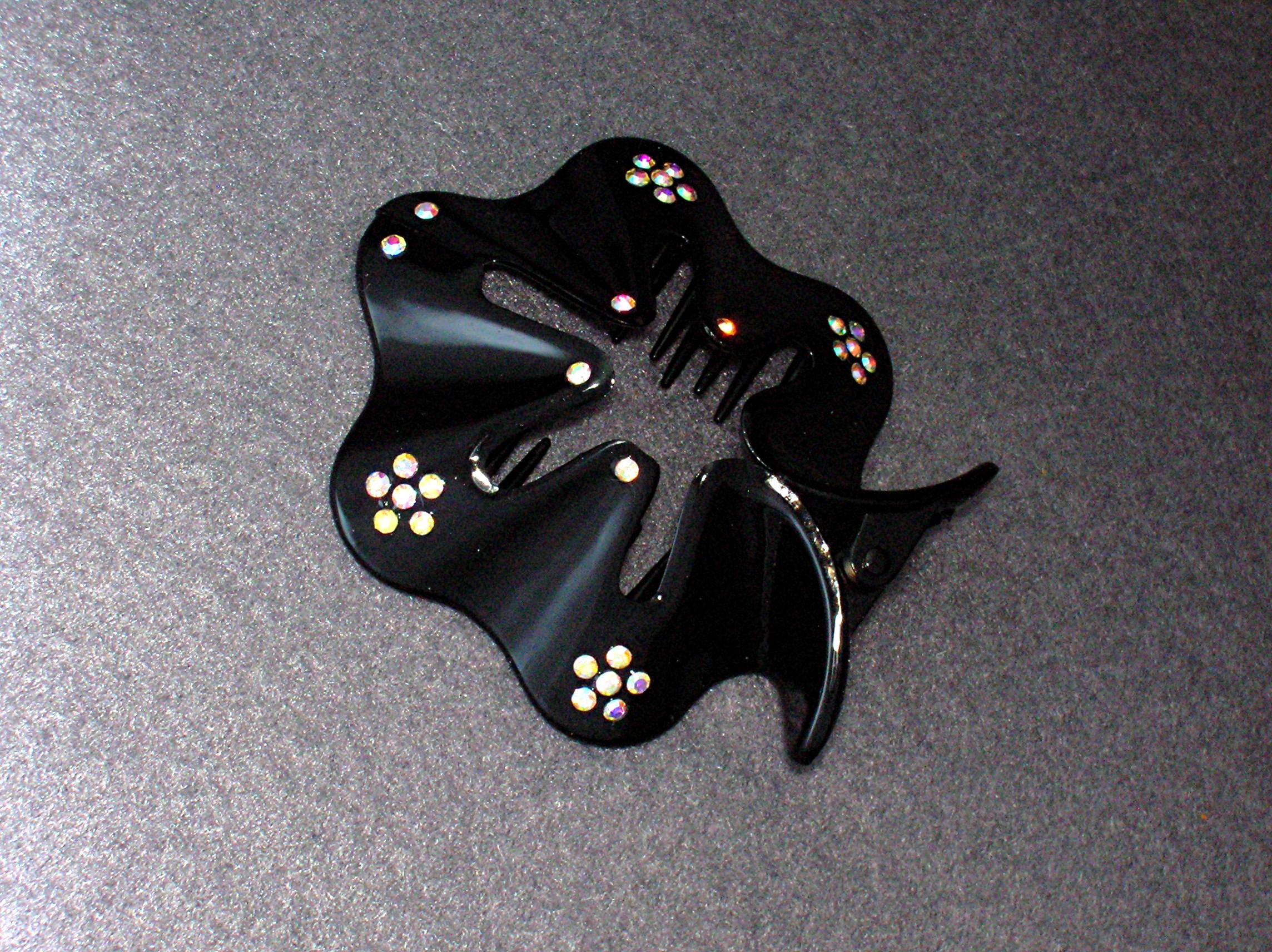 Crystal Flowers and Black hair Accessory