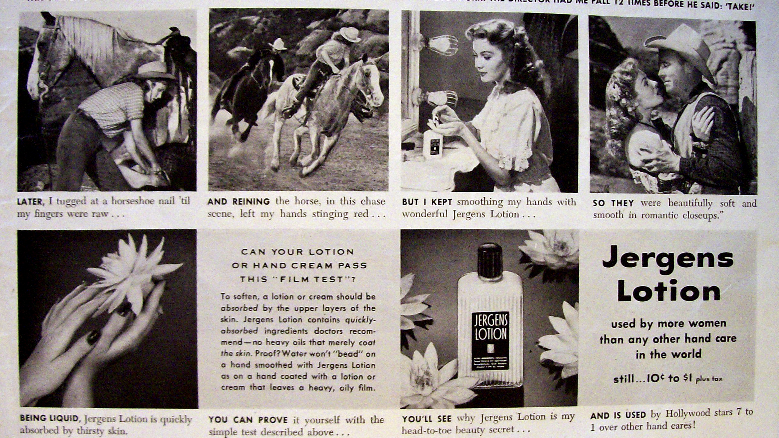 Vintage Ad: 1951 Jergens Lotion with Rhonda Fleming