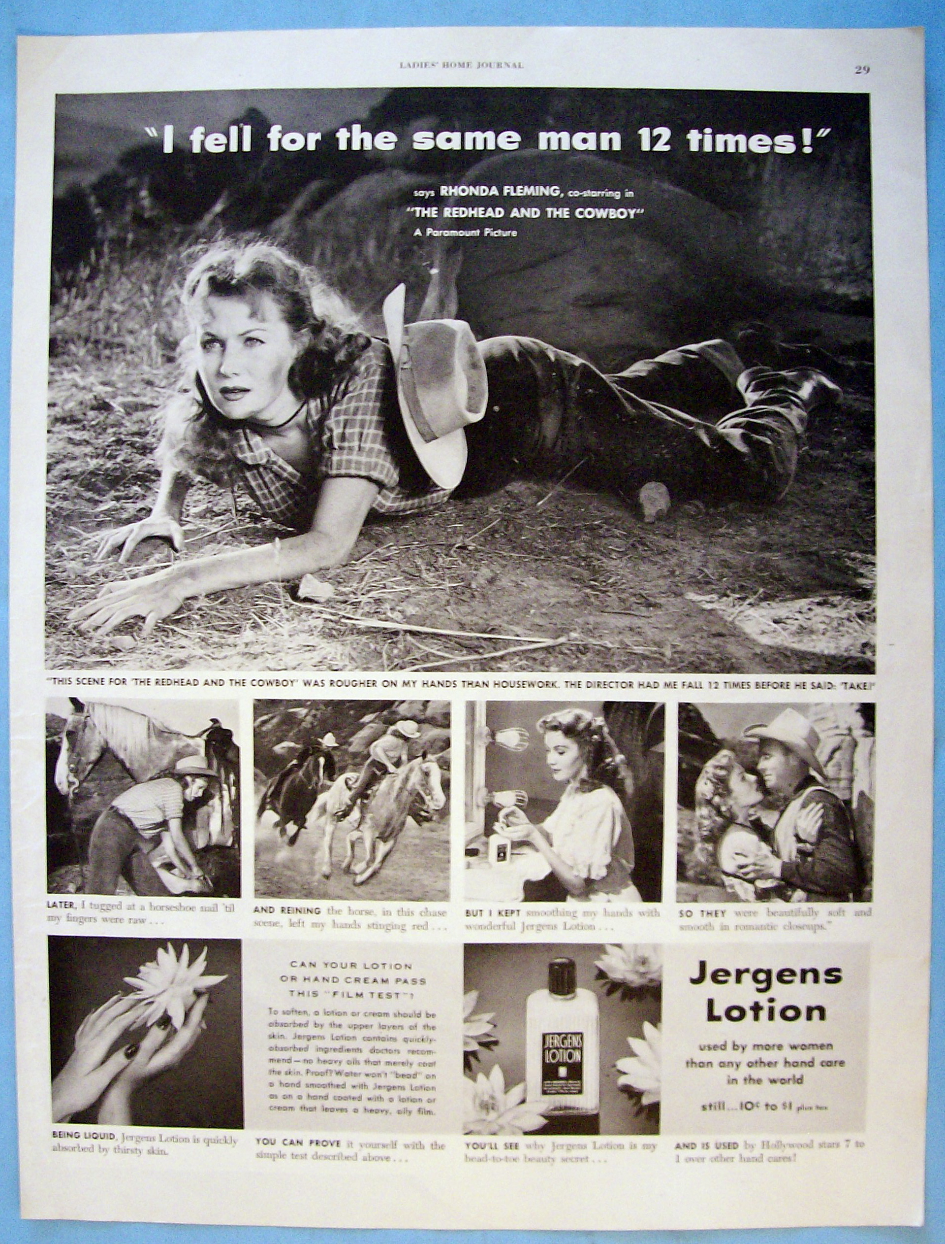 Vintage Ad: 1951 Jergens Lotion with Rhonda Fleming