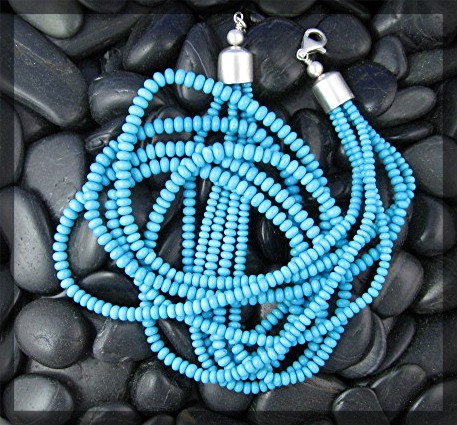 Necklace Turquoise Sleeping Beauty 5 Strand  Sterling S