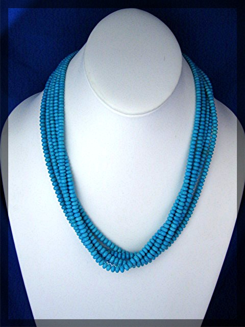 Necklace Turquoise Sleeping Beauty 5 Strand  Sterling S
