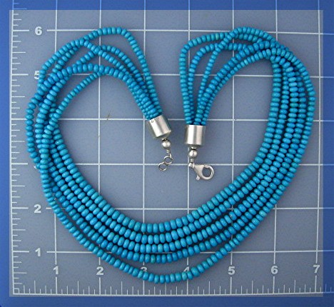Necklace Turquoise Sleeping Beauty 5 Strand  Sterling S
