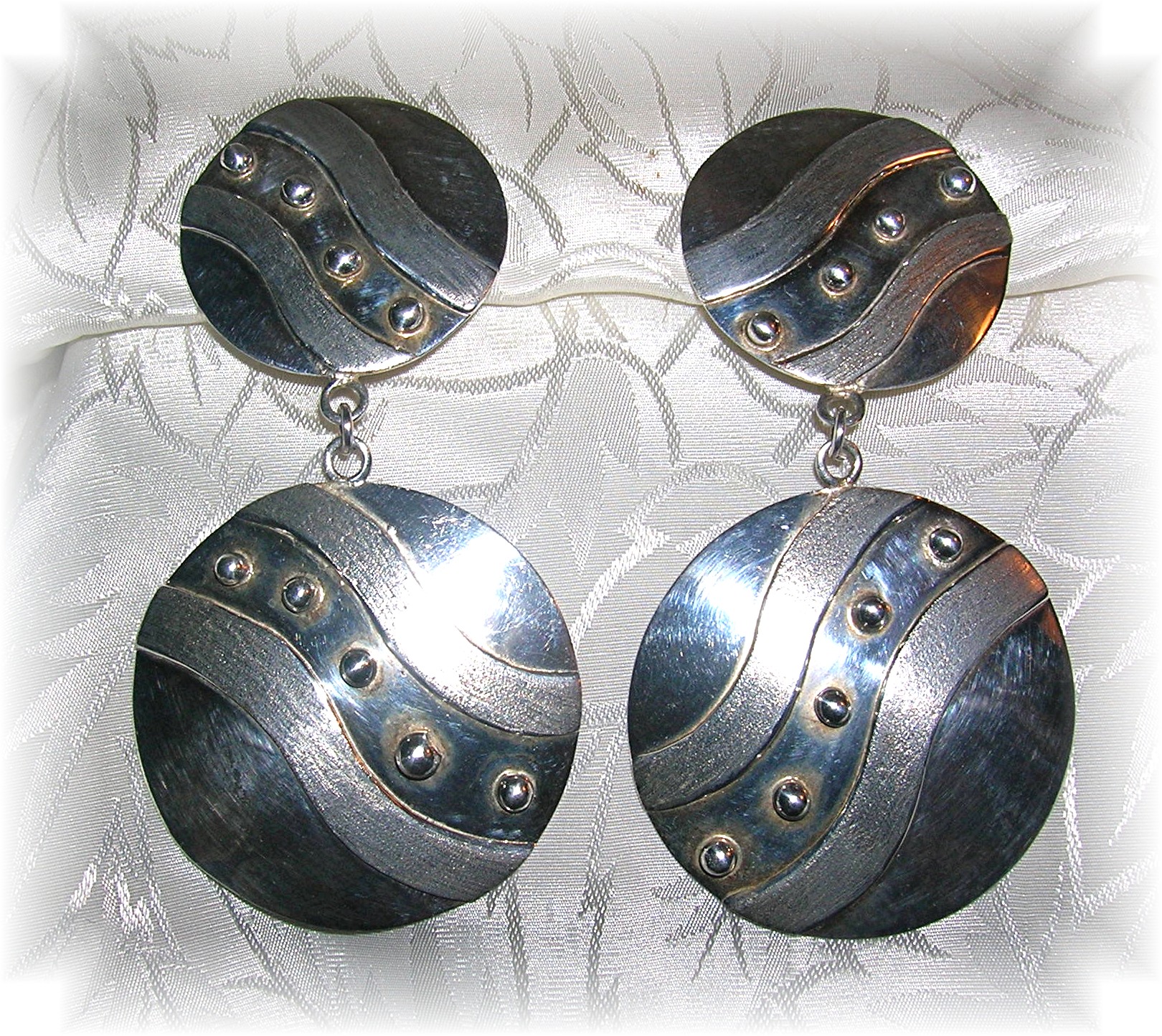 3 InchSigned Sterling Silver Mexican Earrings