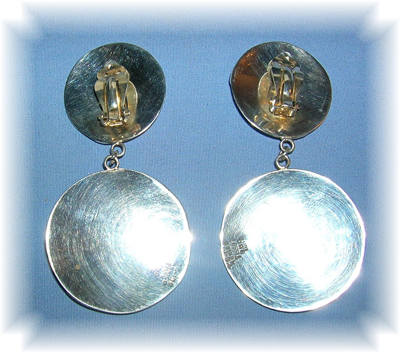 3 InchSigned Sterling Silver Mexican Earrings