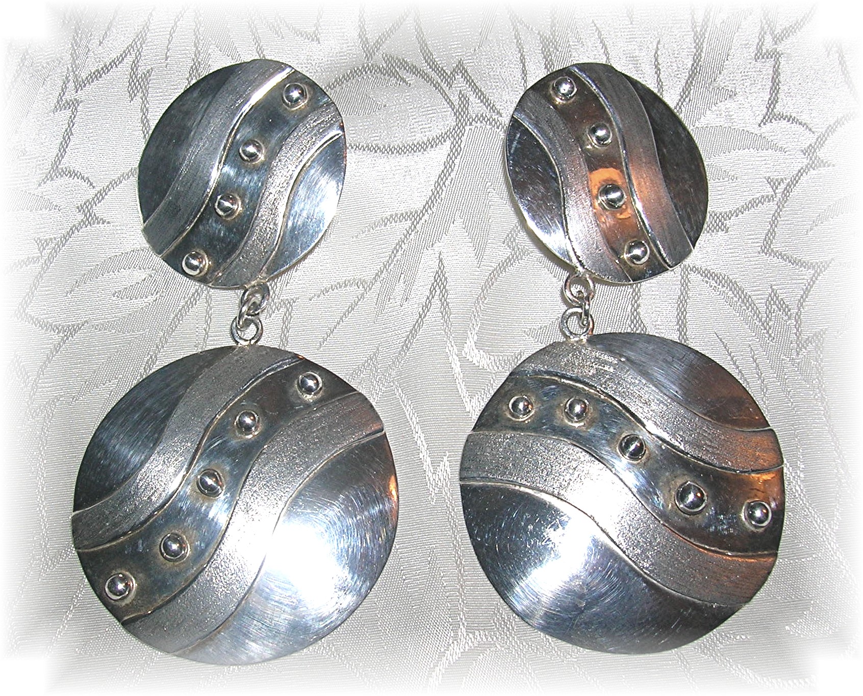 3 InchSigned Sterling Silver Mexican Earrings