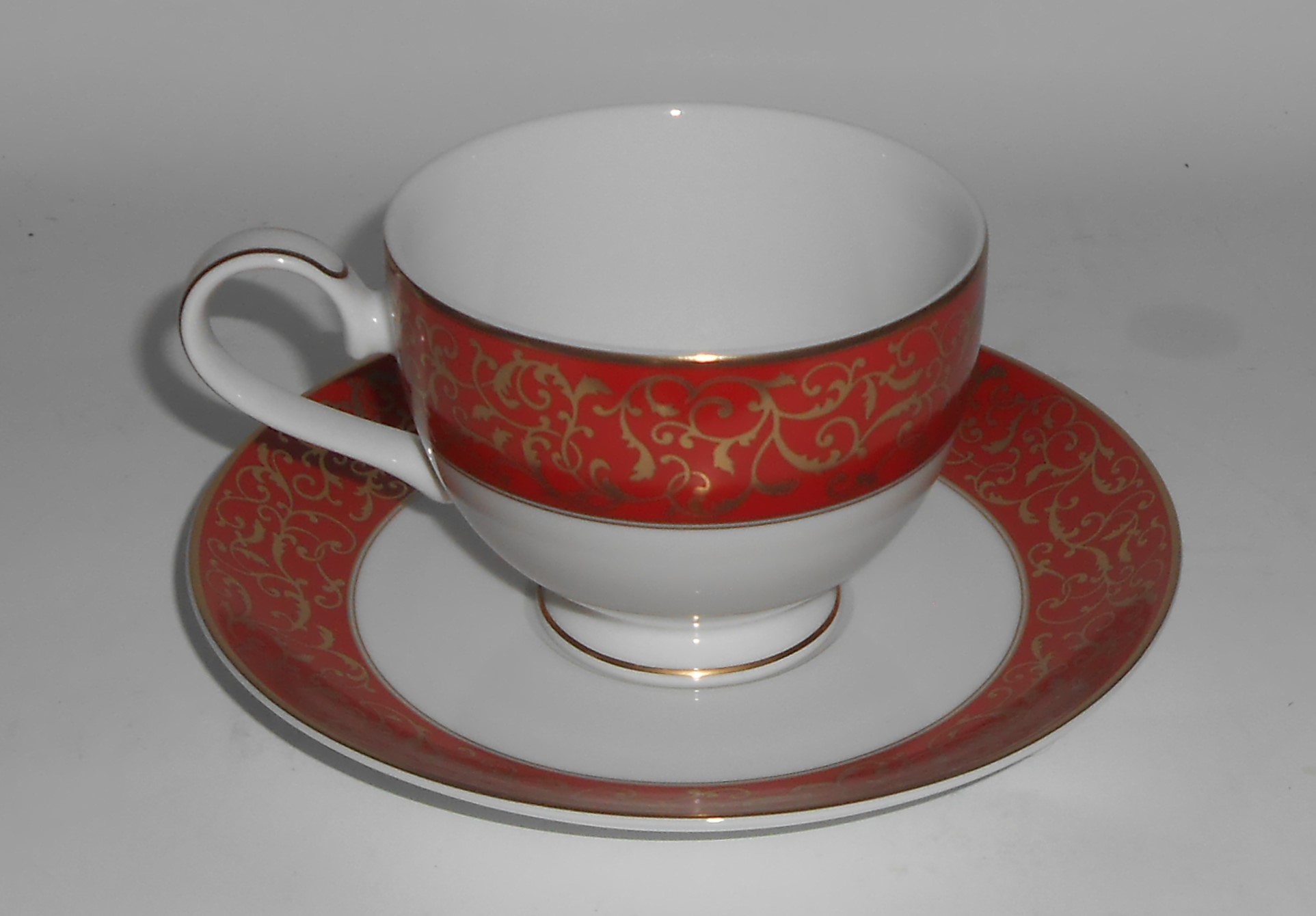 Mikasa Fine China Red Parchment Cup & Saucer Set