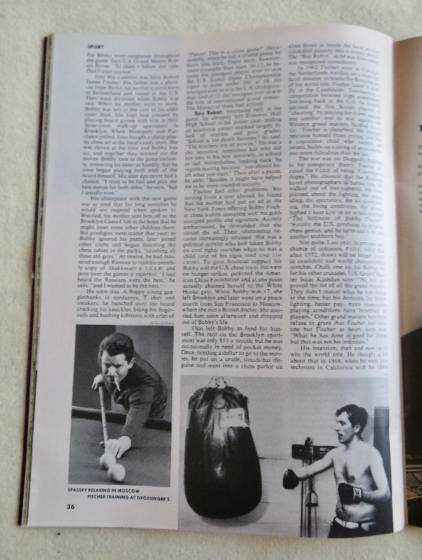 Time Magazine July 31, 1972 The Big Chess Battle: Knight-Errant v. King Spassky Fischer