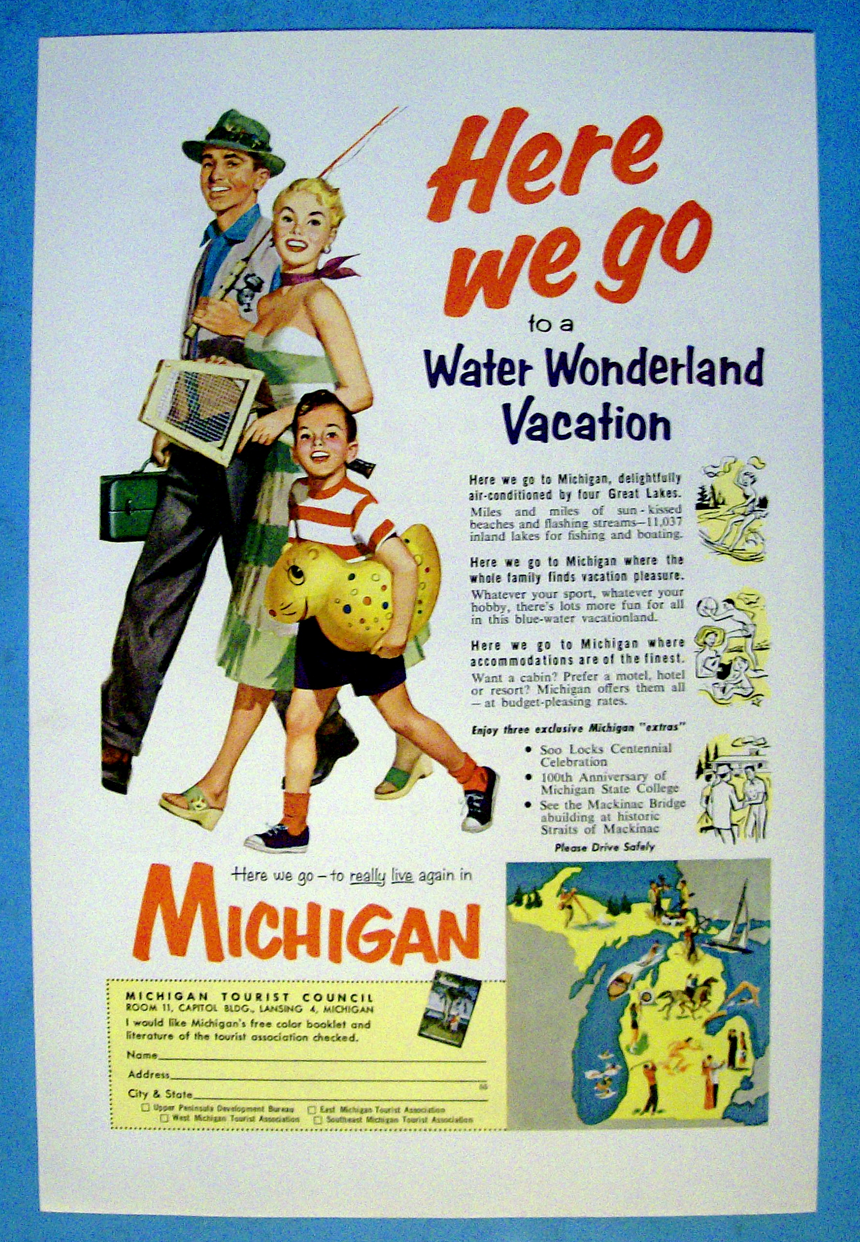1955 Michigan (Water Wonderland) with Family Walking