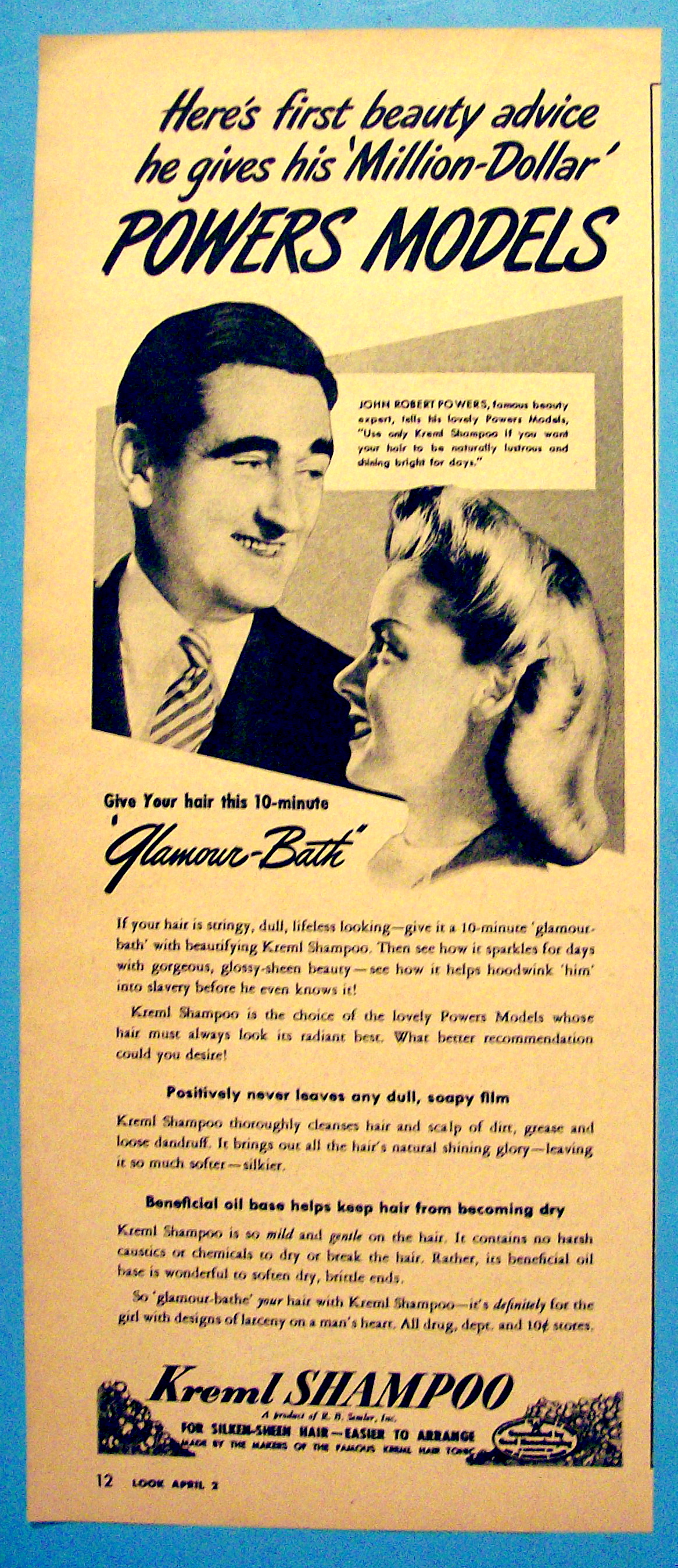 Vintage Ad: 1946 Kreml Shampoo w/Powers Models