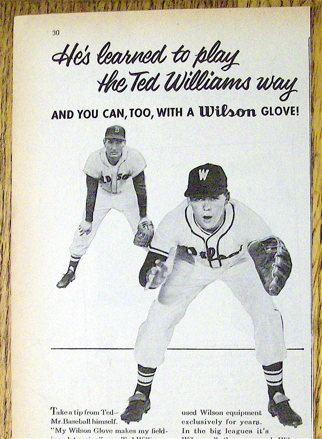 1958 Wilson Baseball Glove with Ted Williams
