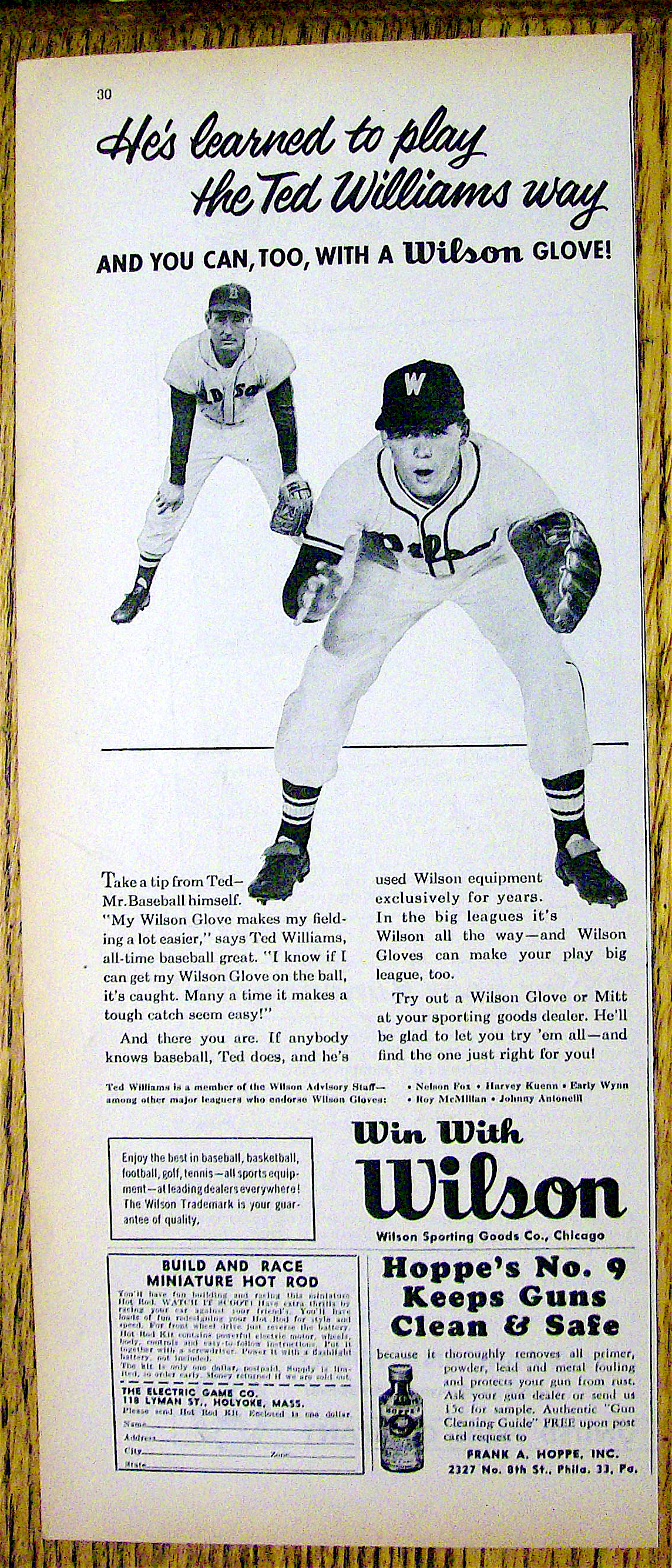 1958 Wilson Baseball Glove with Ted Williams