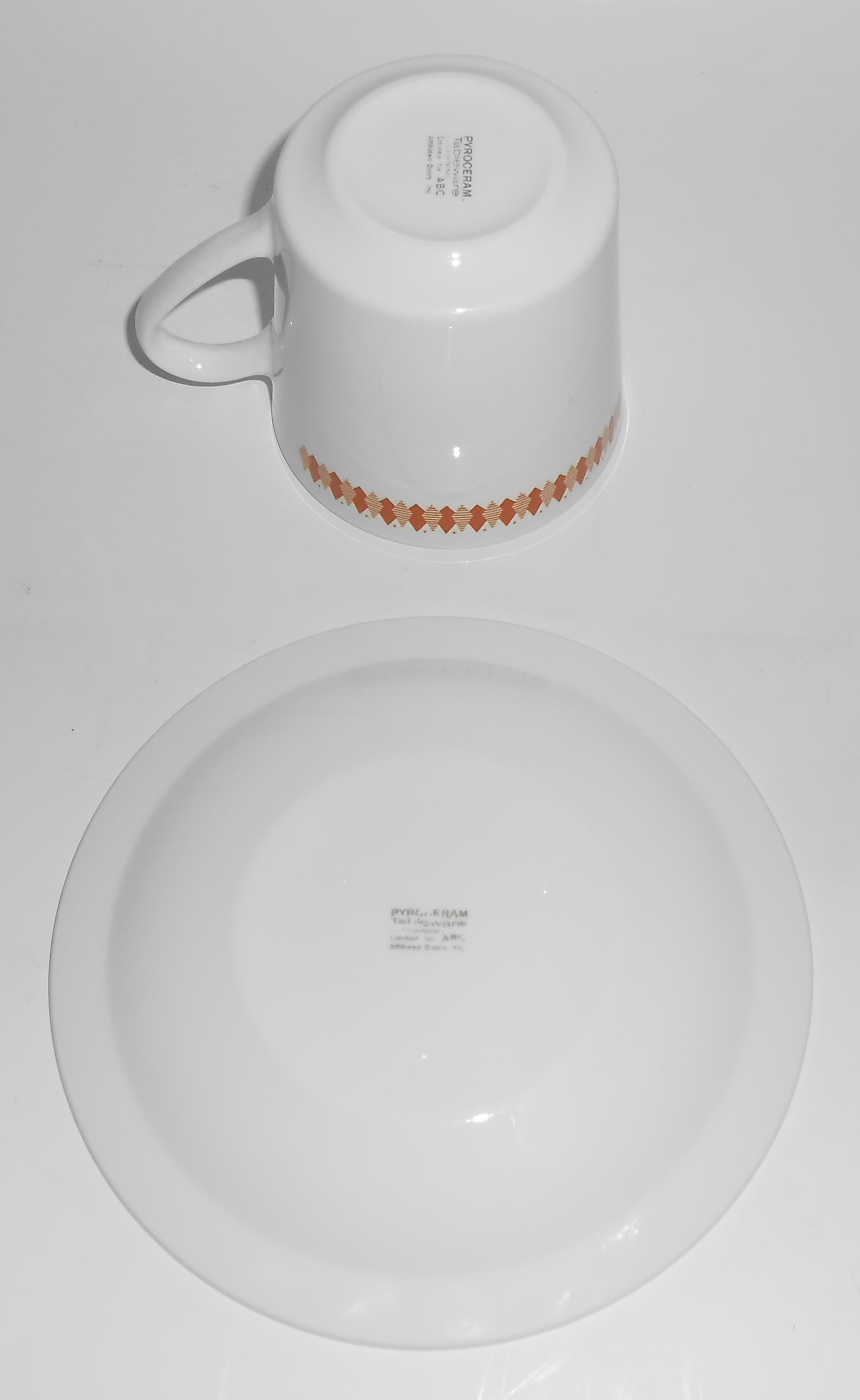 Corning China MCM Proceram Rust Diamond Dots Cup & Sau