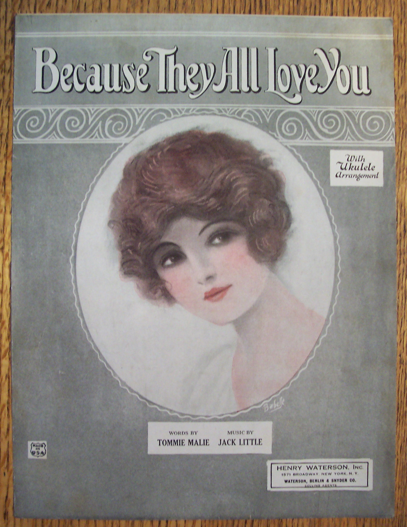 Sheet Music For 1924 Because They All Love You