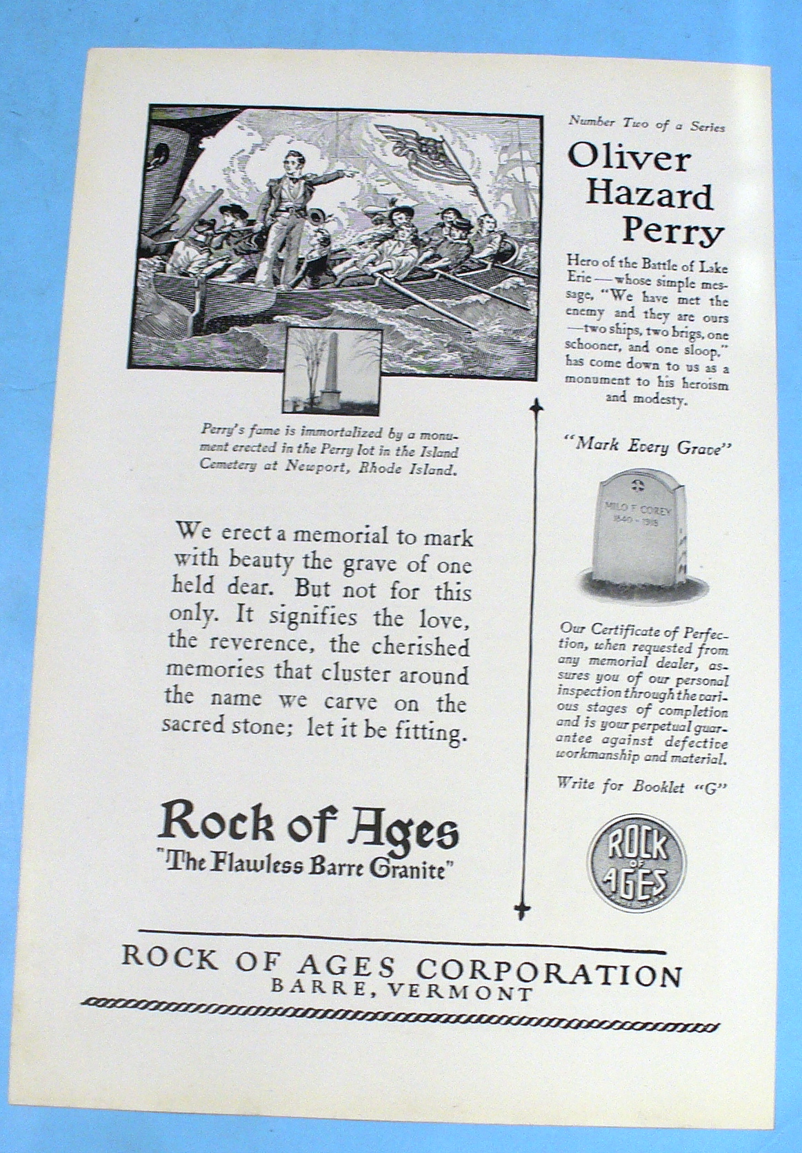 1927 Rock of Ages with Oliver Hazard Perry
