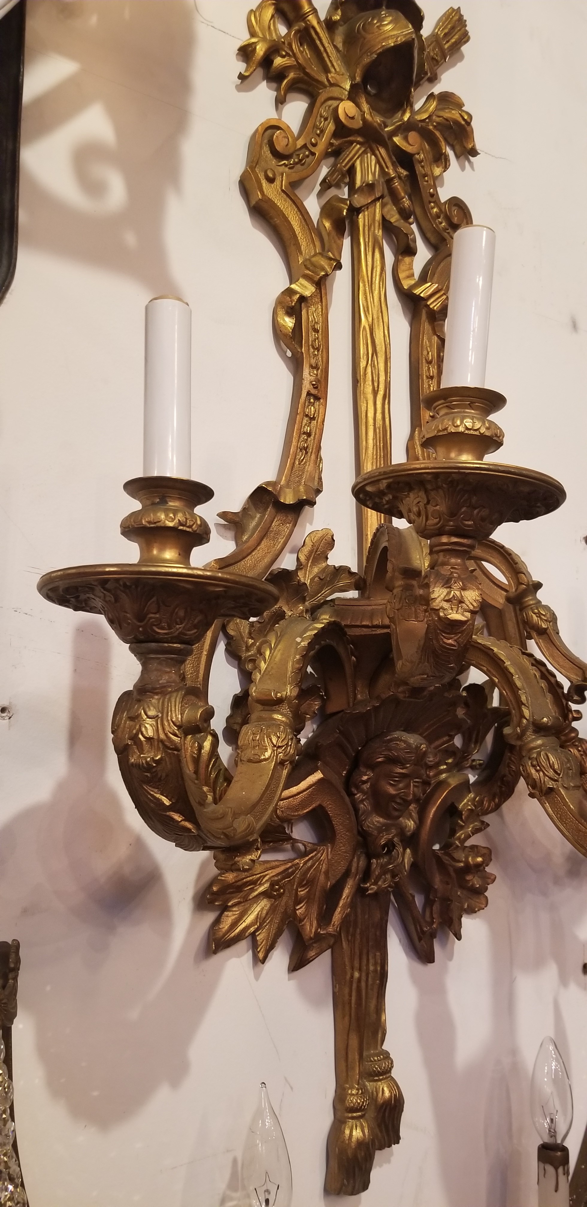 set of 3 monumental victorian wall sconces