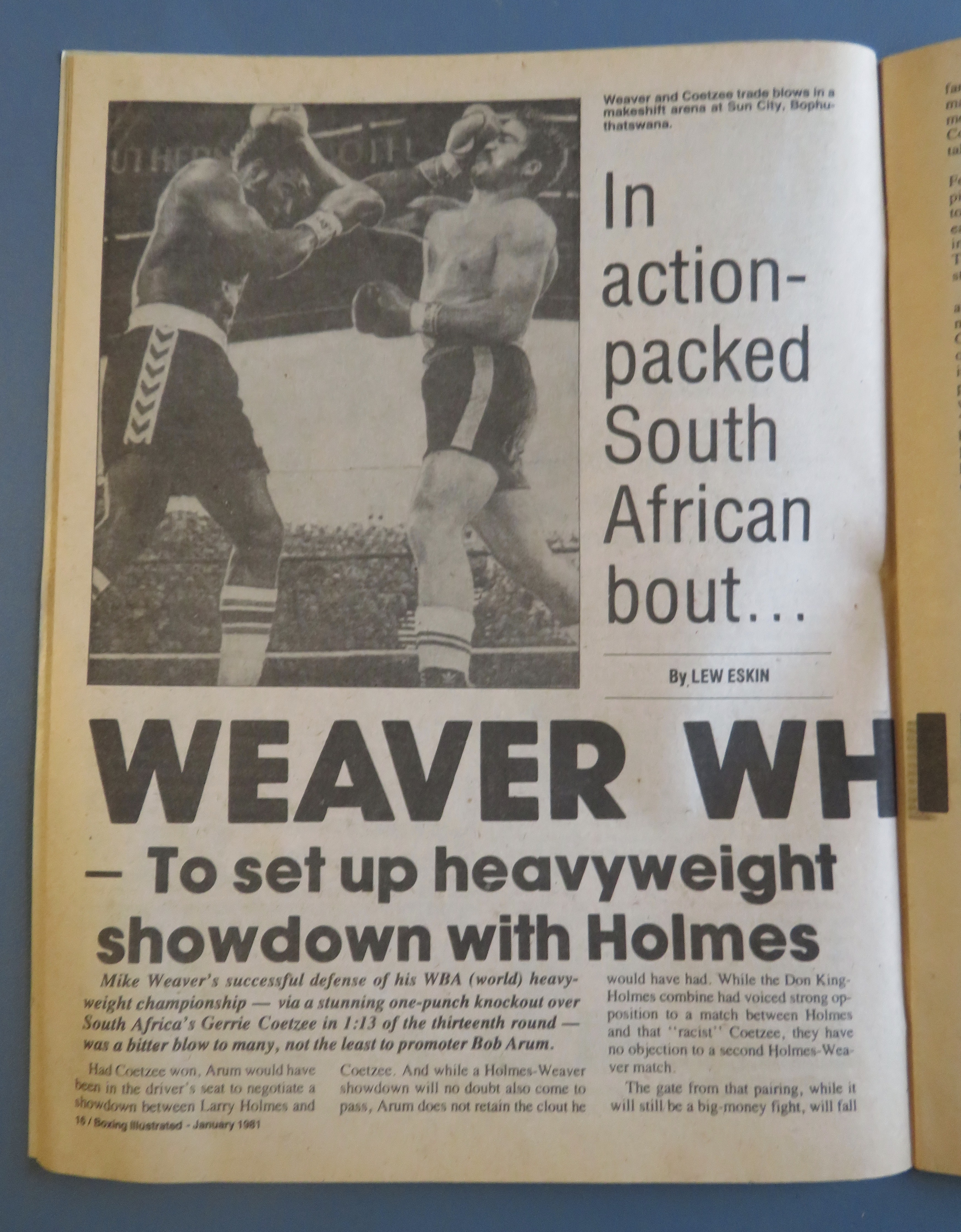 Boxing Illustrated Magazine January 1981 Weaver/Coetzee