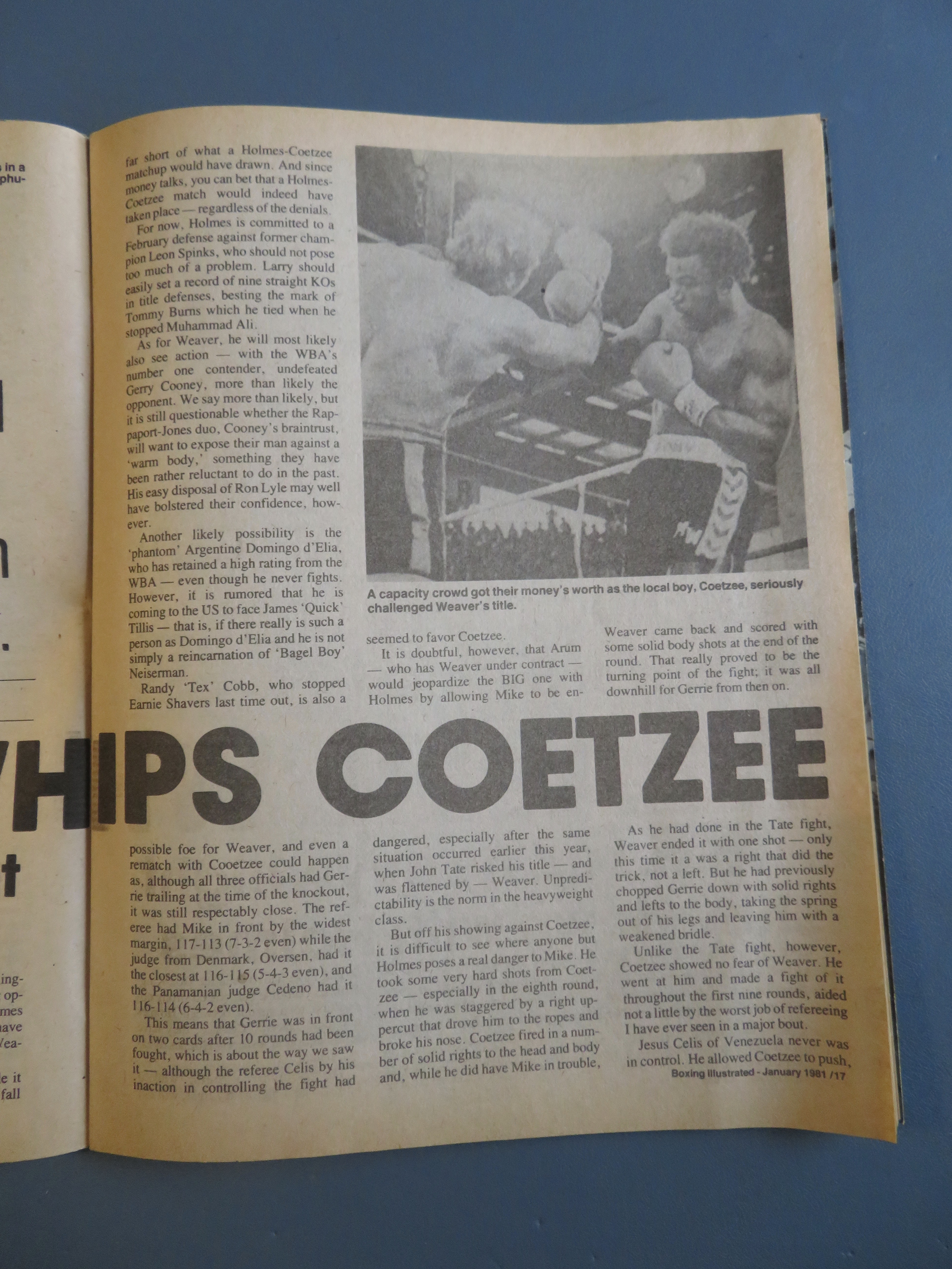 Boxing Illustrated Magazine January 1981 Weaver/Coetzee