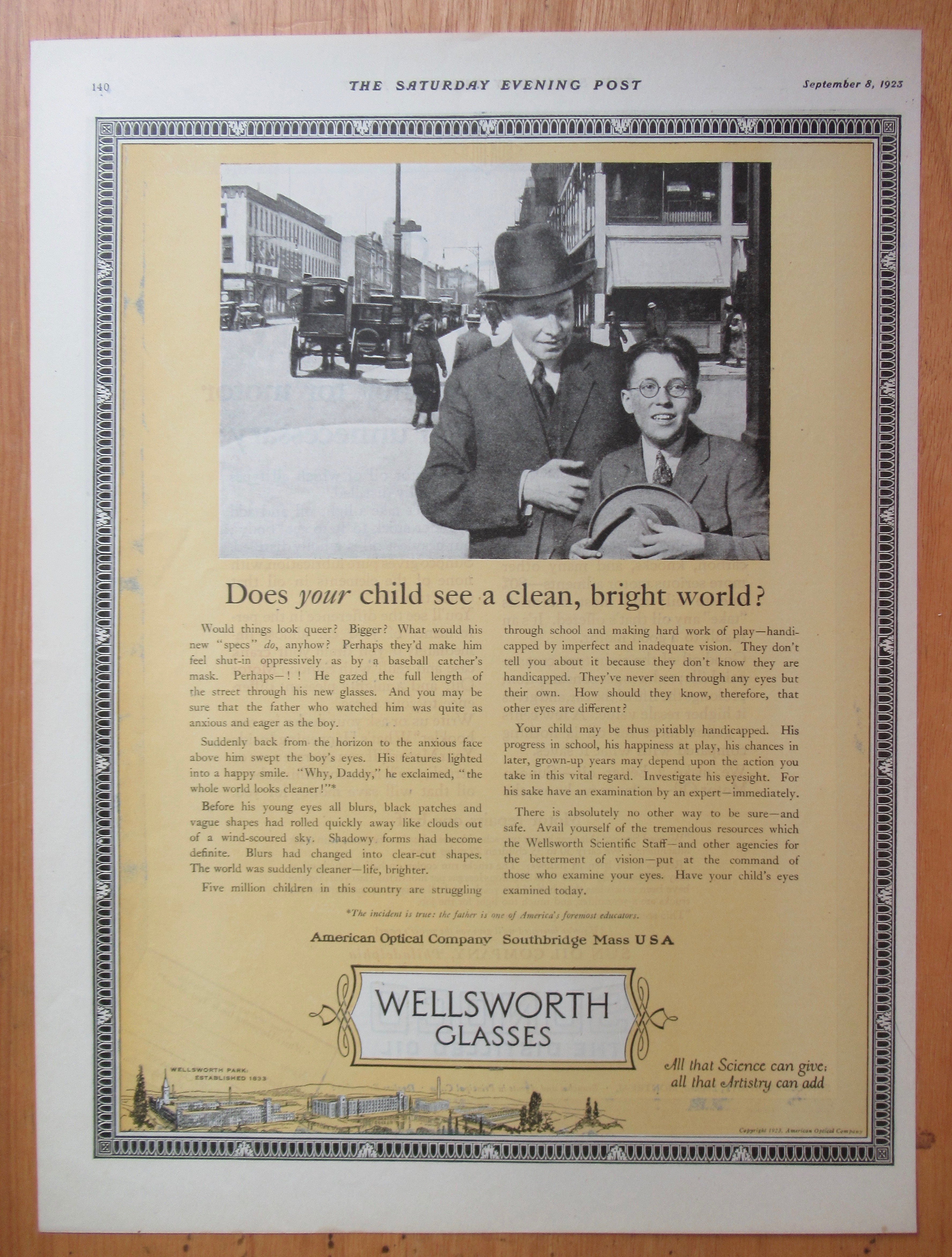 1923 Wellsworth Glasses with Man & Boy with Eye Glasses