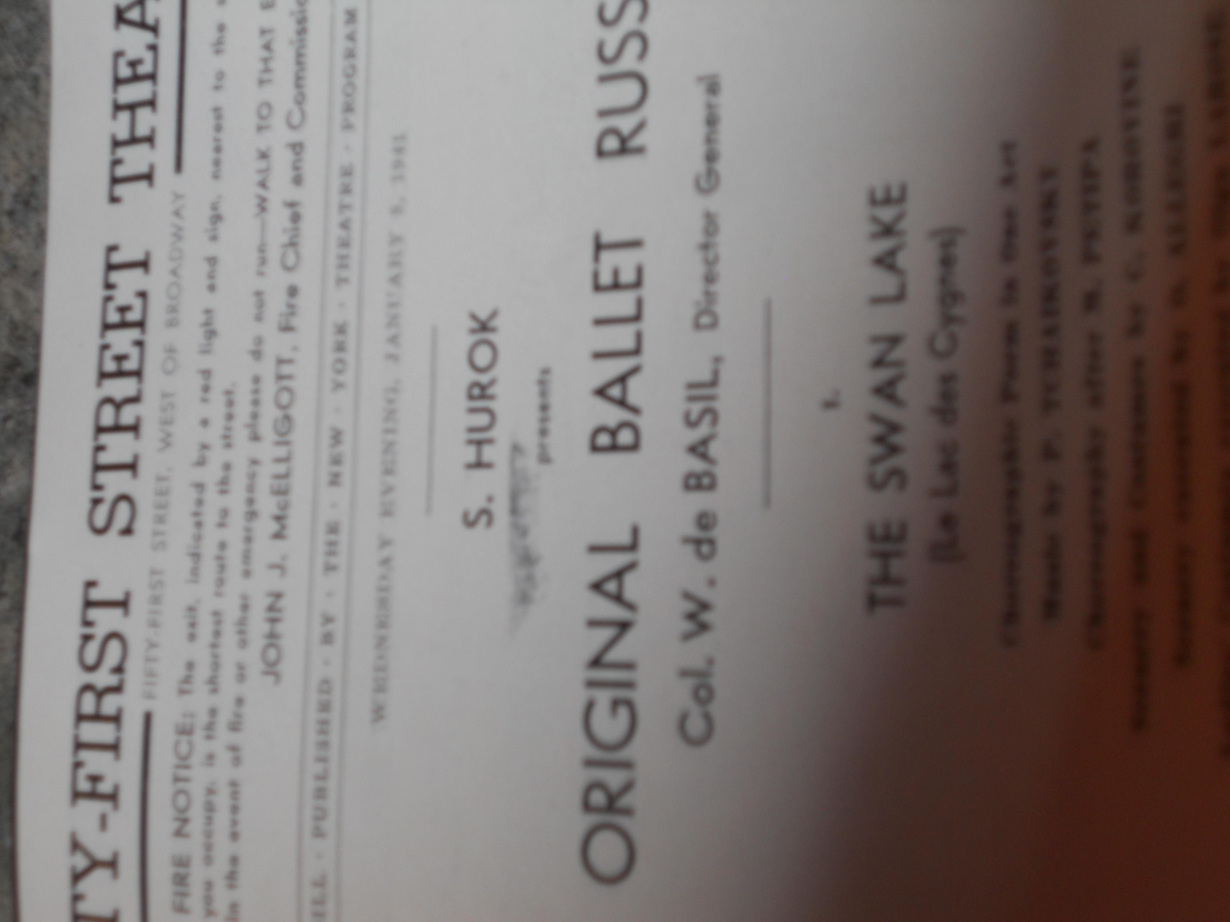 Ballet Russe Program and Booklet, 1941