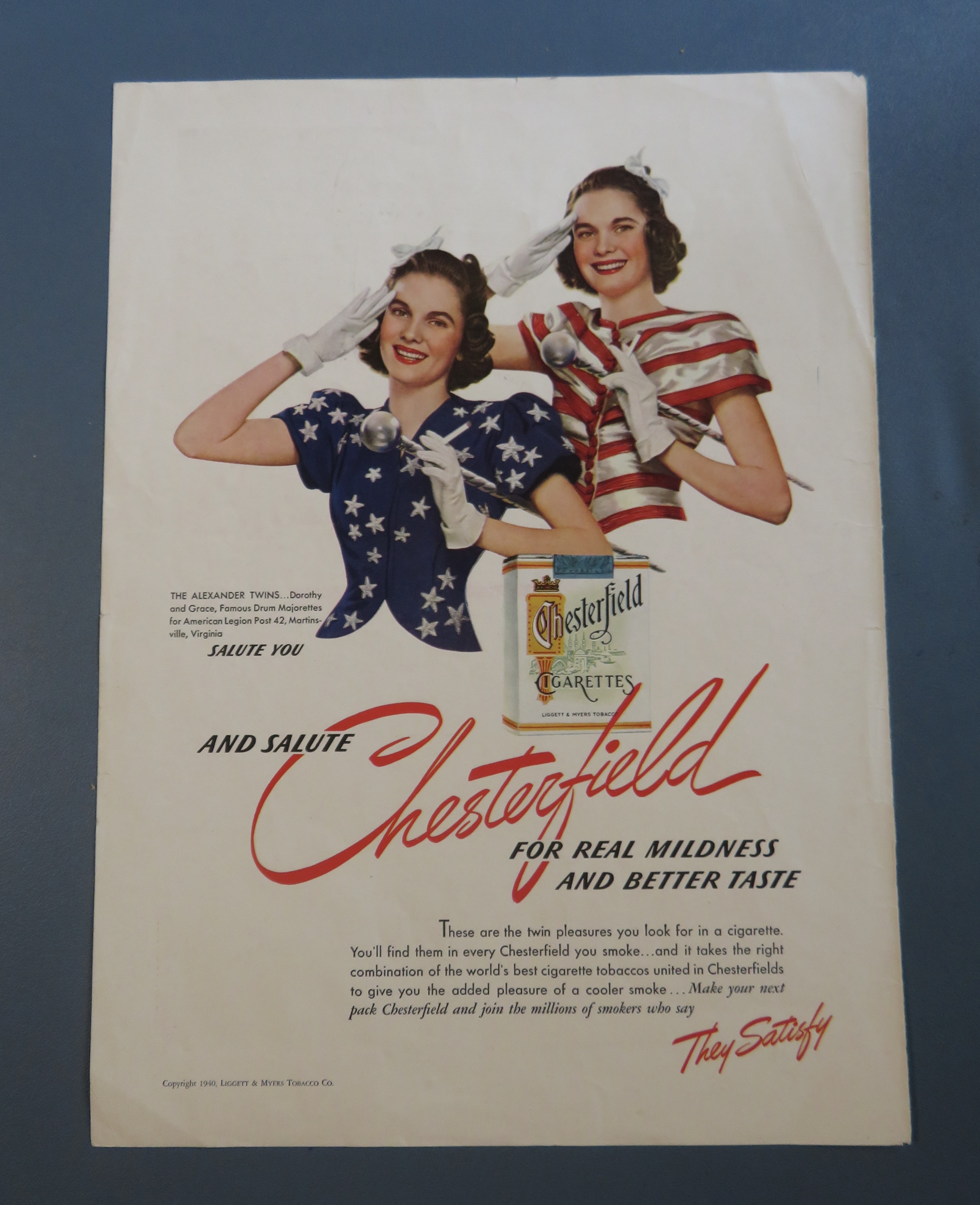 1940 Chesterfield Cigarettes with the Alexander Twins