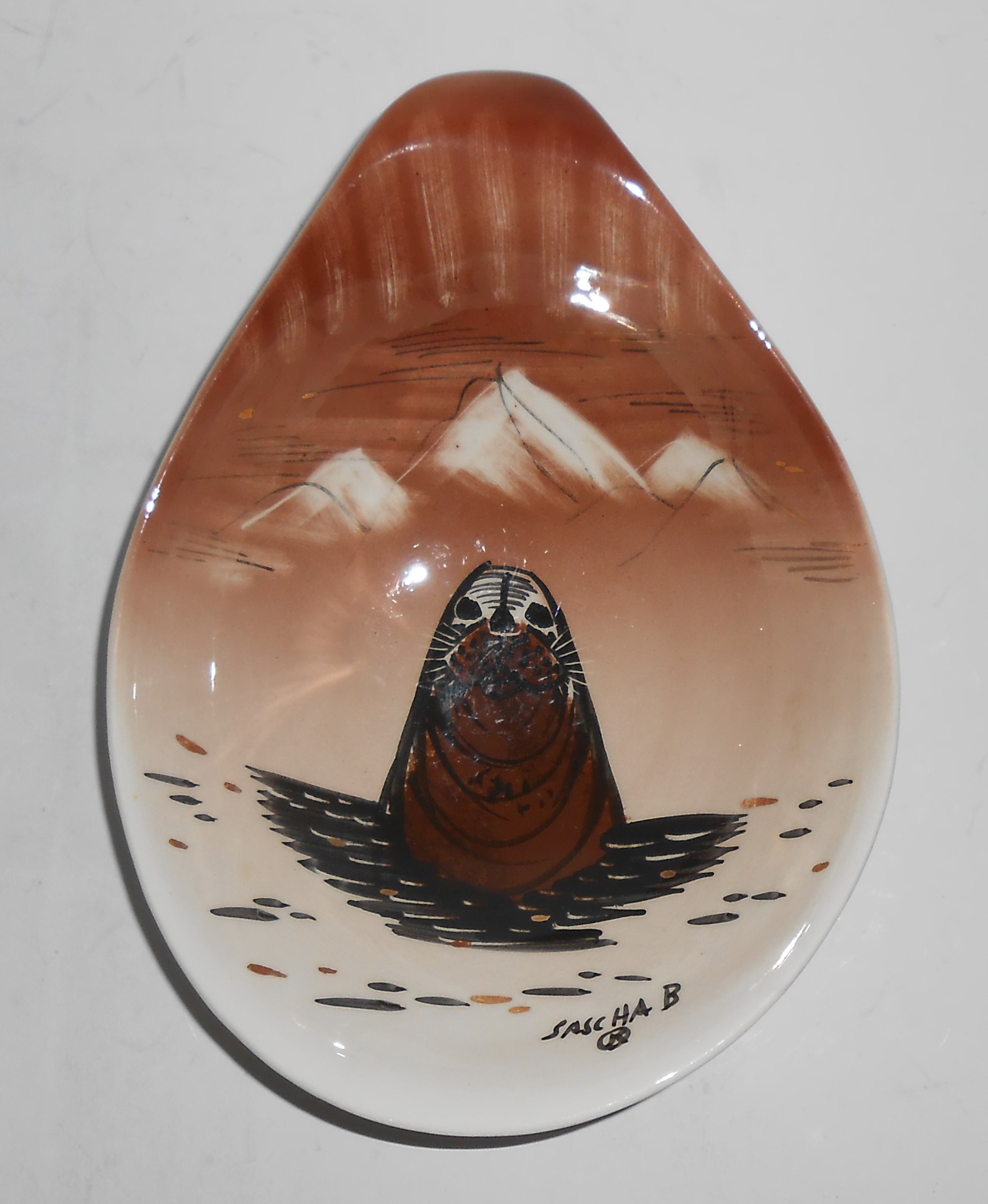 Sascha Brastoff Pottery Alaska Series Sea Lion Tab Hand
