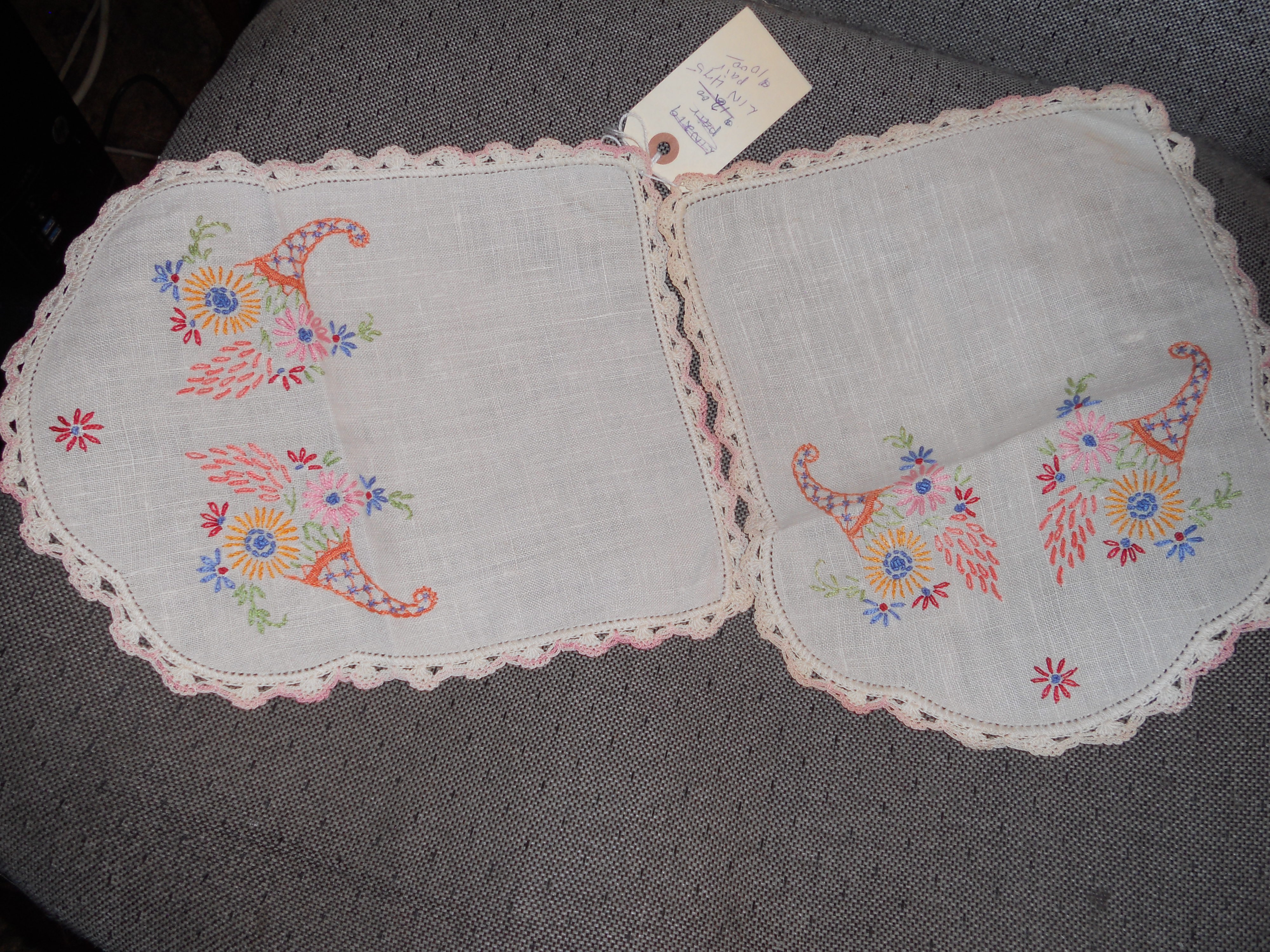 Linen floral embroidered stand chair cover