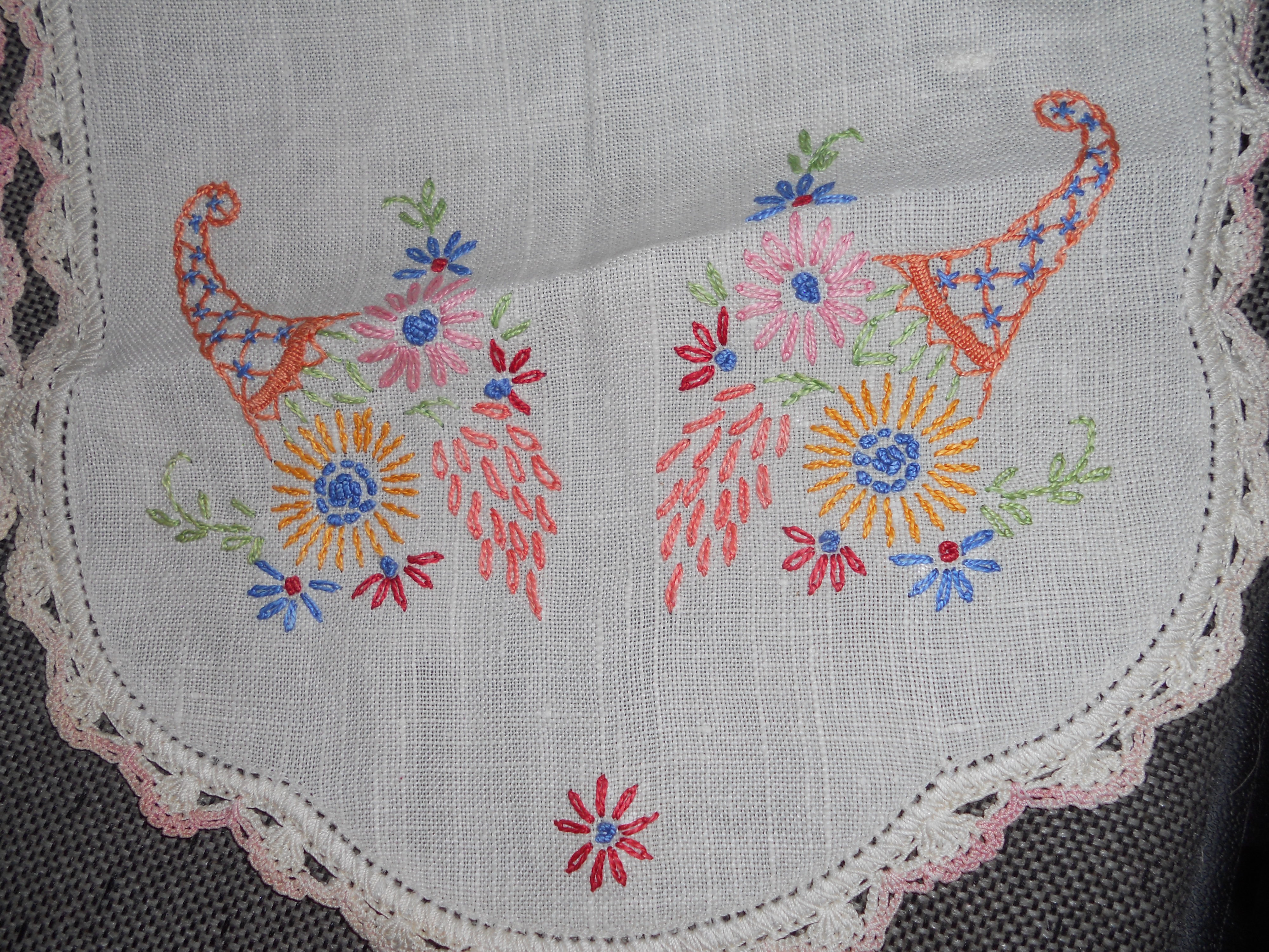 Linen floral embroidered stand chair cover