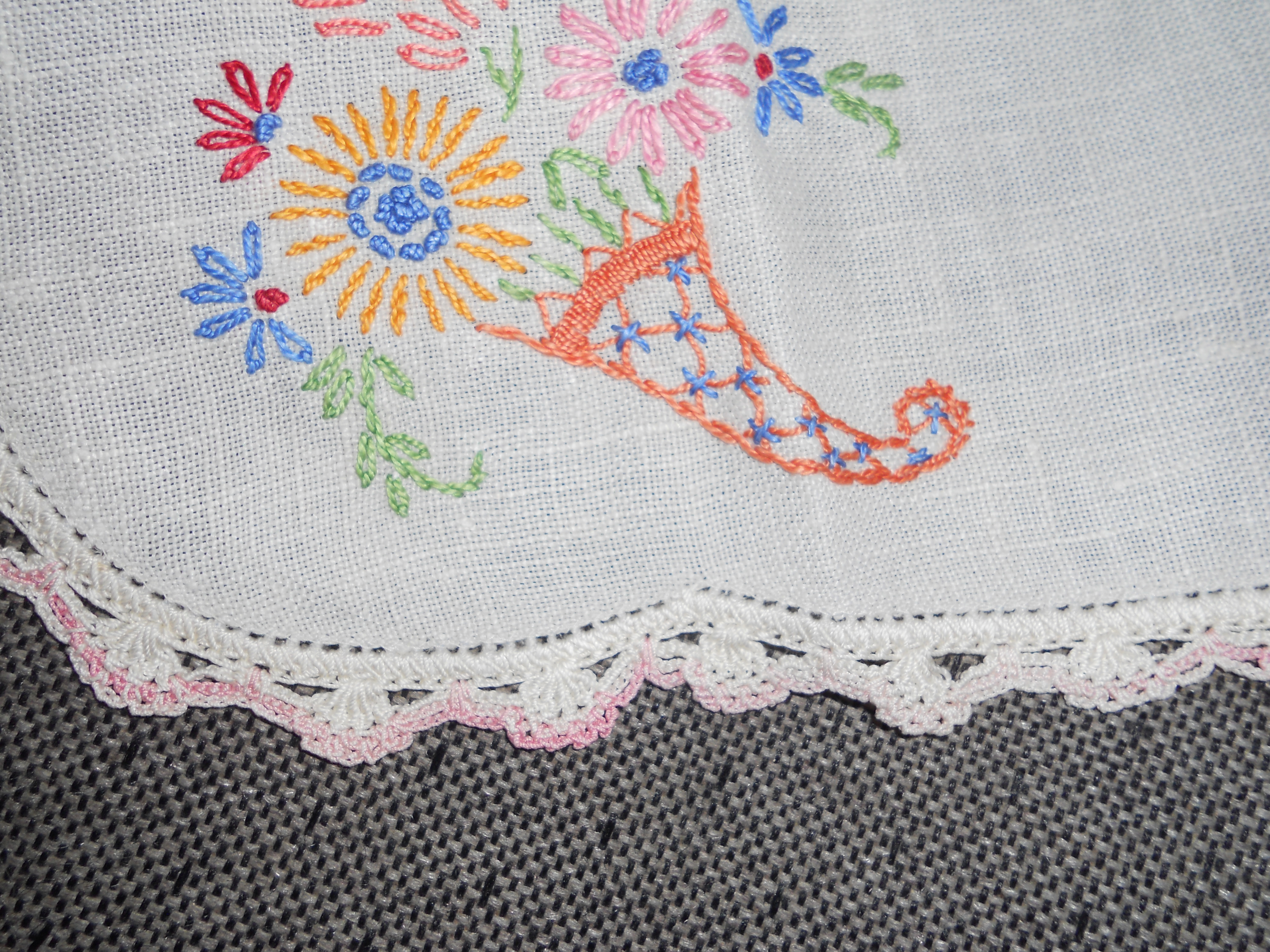 Linen floral embroidered stand chair cover